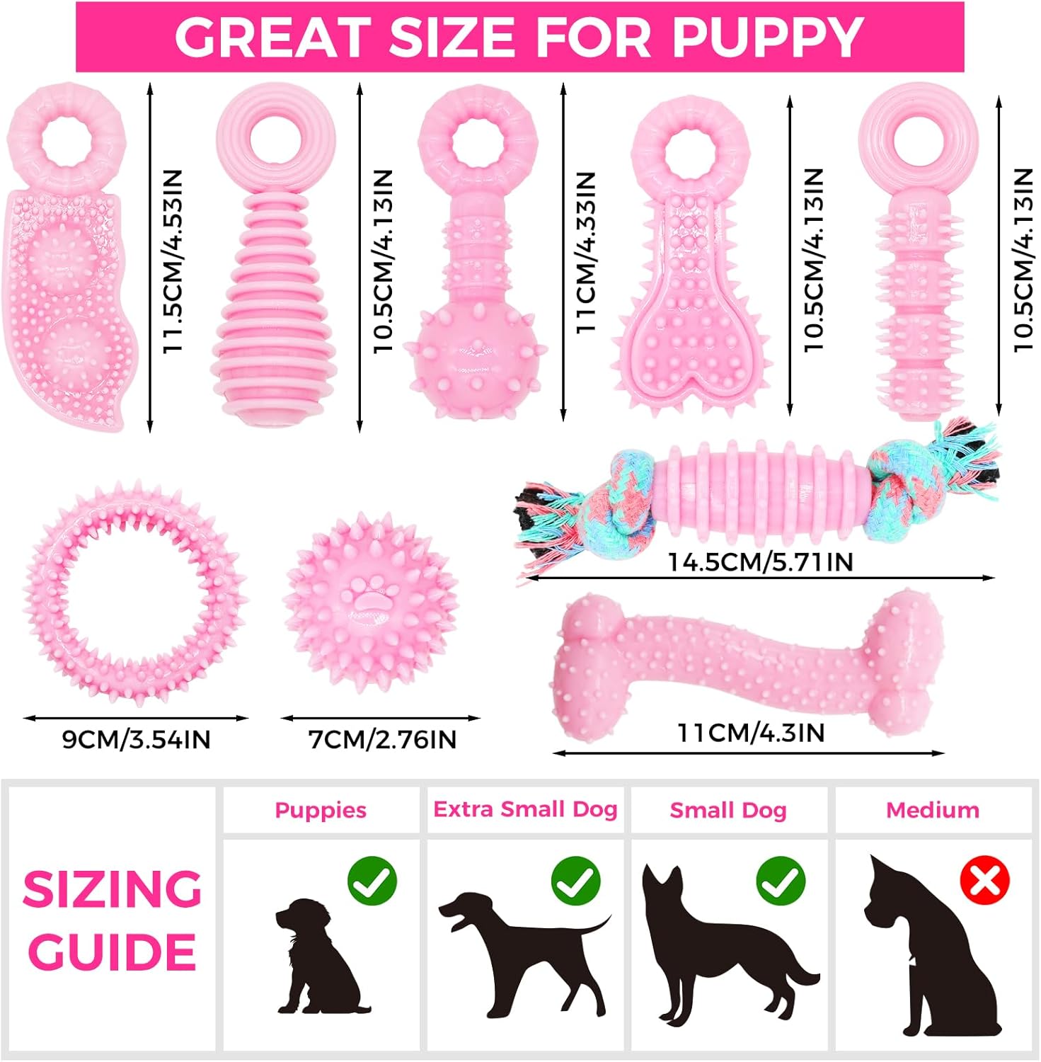 CGBD Juguetes para cachorros, paquete de 9 juguetes masticables par...