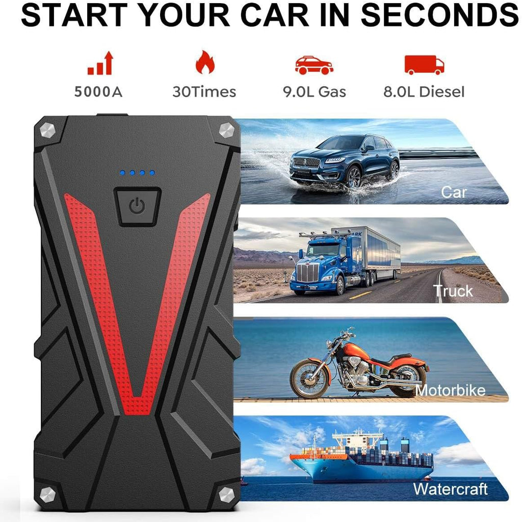 Arrancador de batería de coche 5000A 16800mAh Jump Box (9.0L Gas\/8...