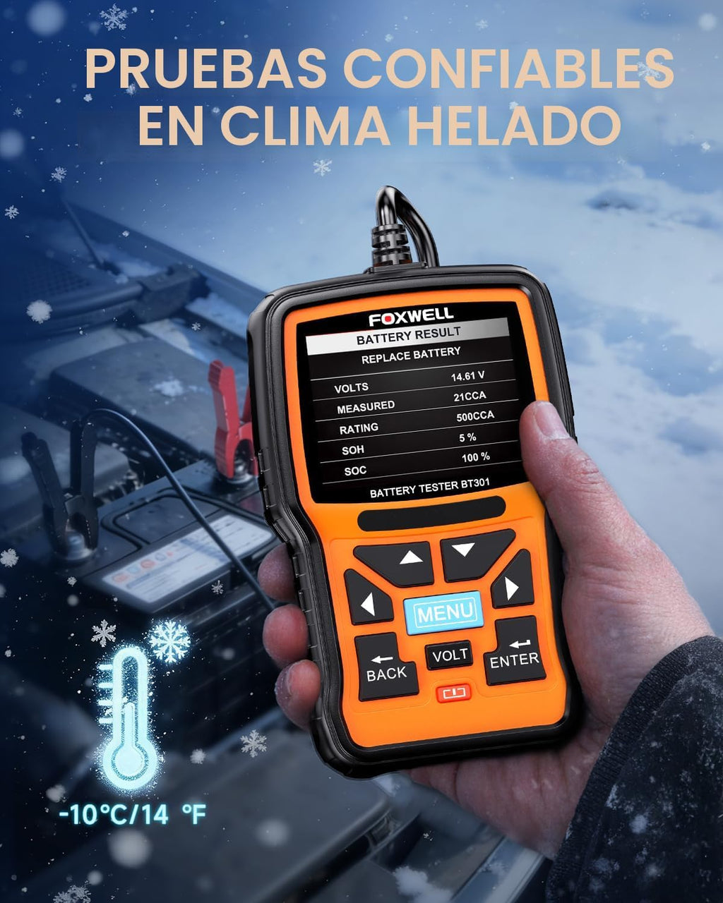 FOXWELL BT301 - Probador de batería de automóvil de 12 V, probador...