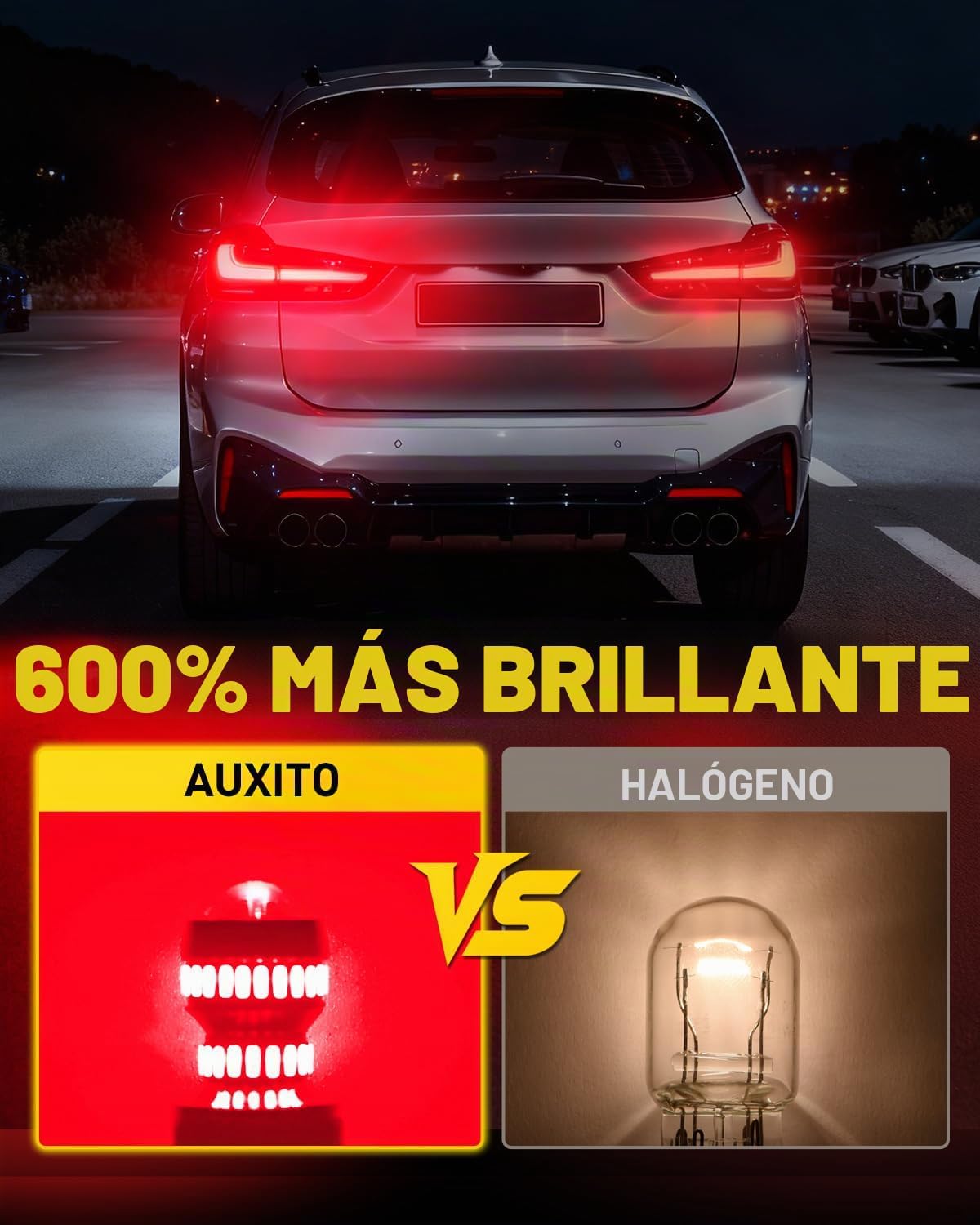 AUXITO Bombilla LED roja 7440 7443 mejorada para luces traseras, lu...