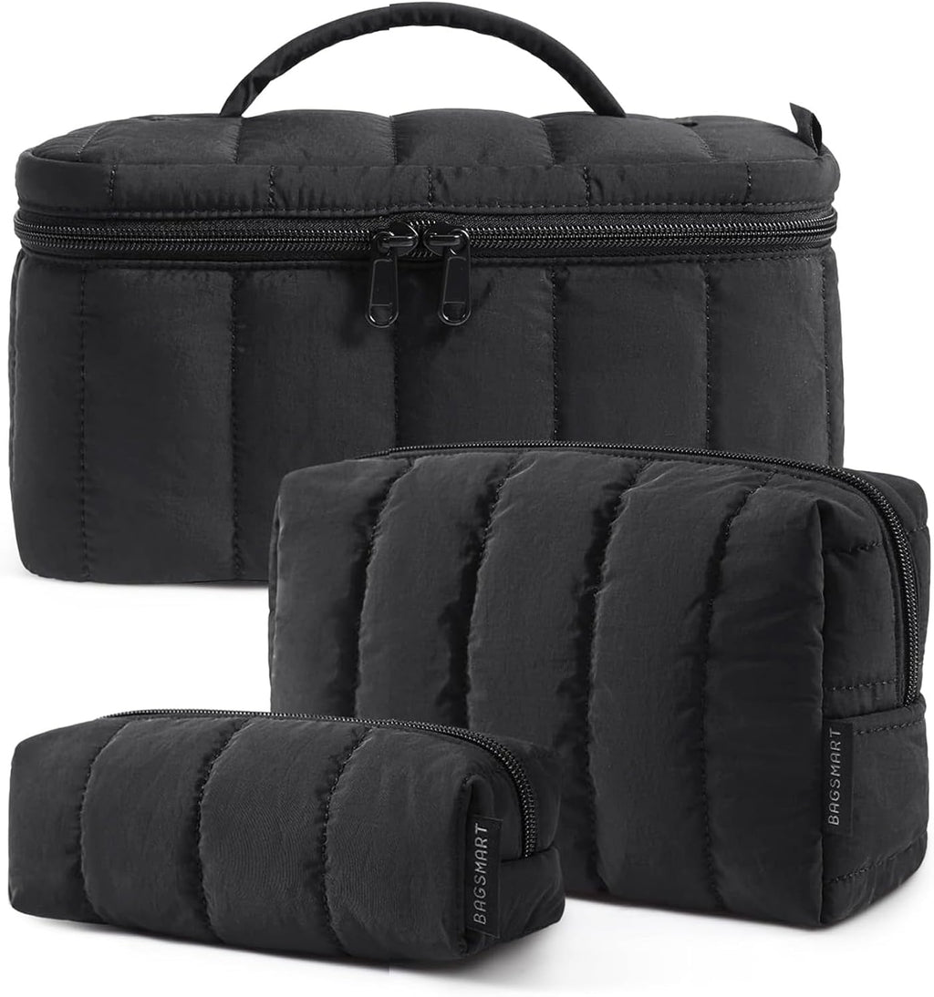 BAGSMART Bolsa de maquillaje de viaje para mujer, 3 piezas, bolsa o...