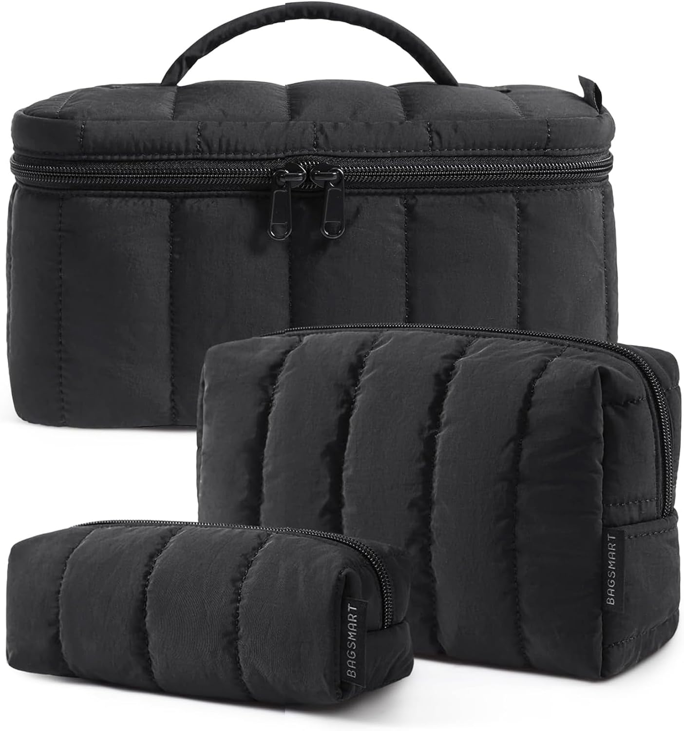 BAGSMART Bolsa de maquillaje de viaje para mujer, 3 piezas, bolsa o...