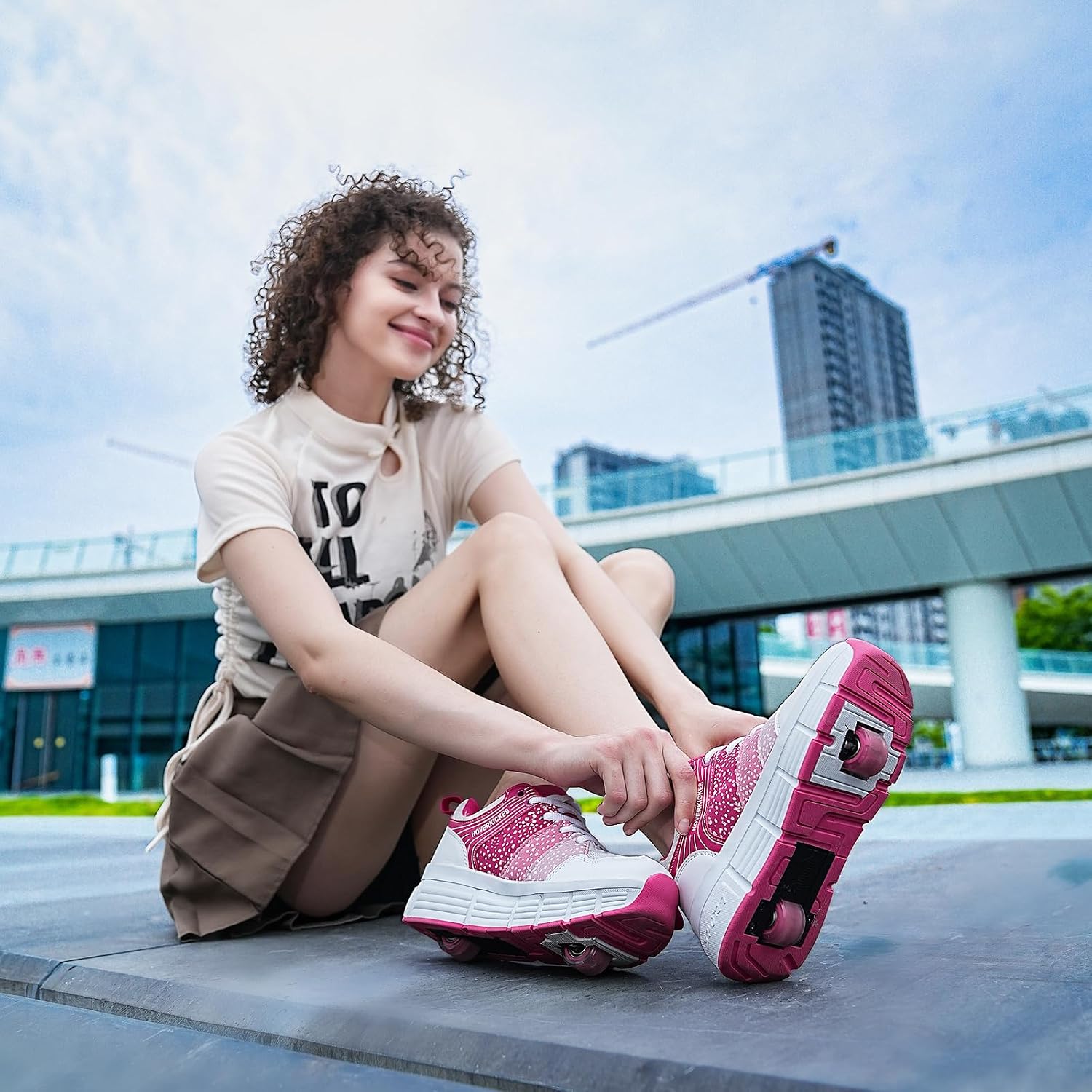 HOVERKICKES Kids Roller Skate Shoes with Wheels Roller Sneakers for...