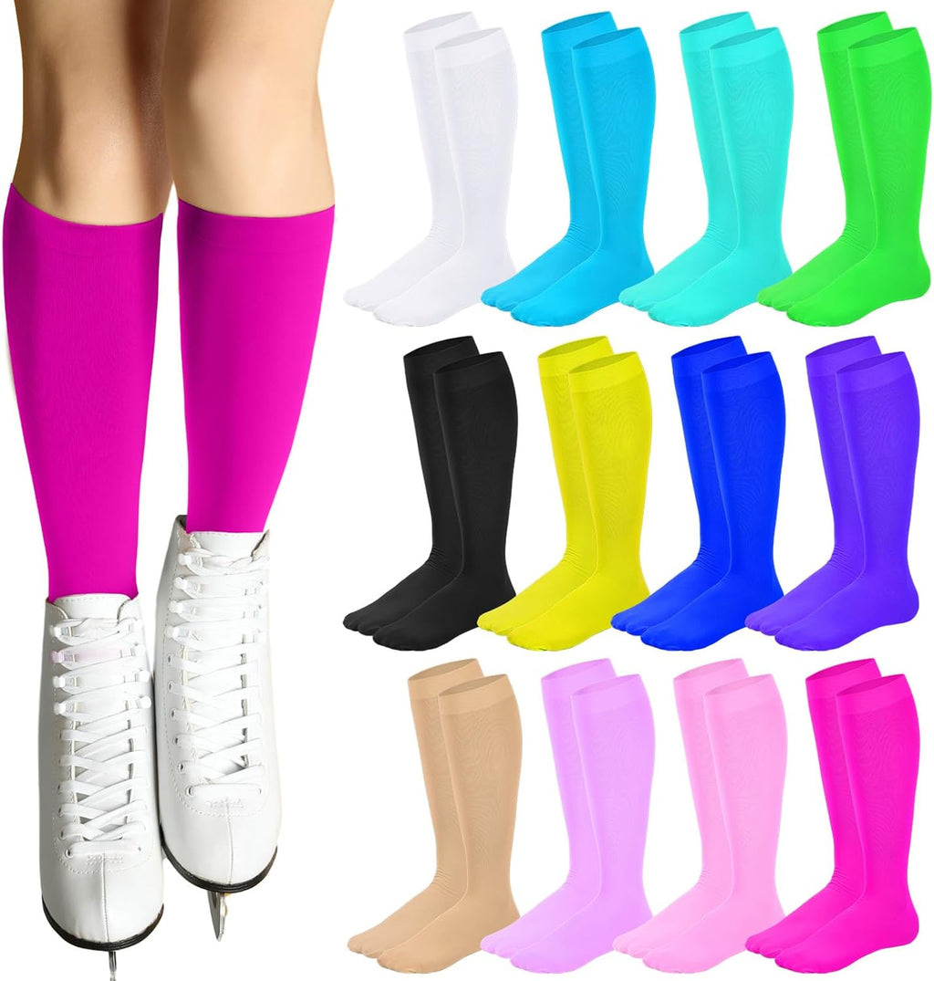 Toulite 12 pares de calcetines de patinaje artístico, calcetines de...