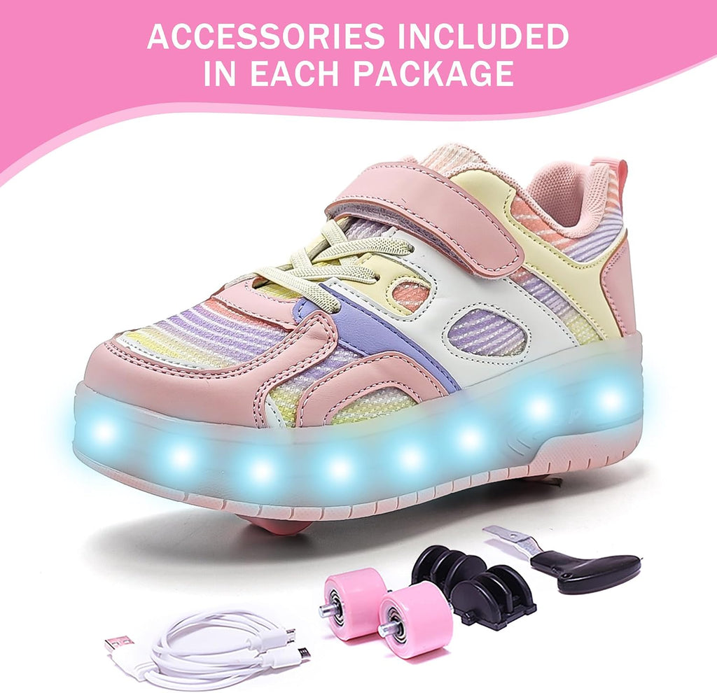 Umerigo Zapatos de patinaje a la moda para niños y niñas, tenis ret...