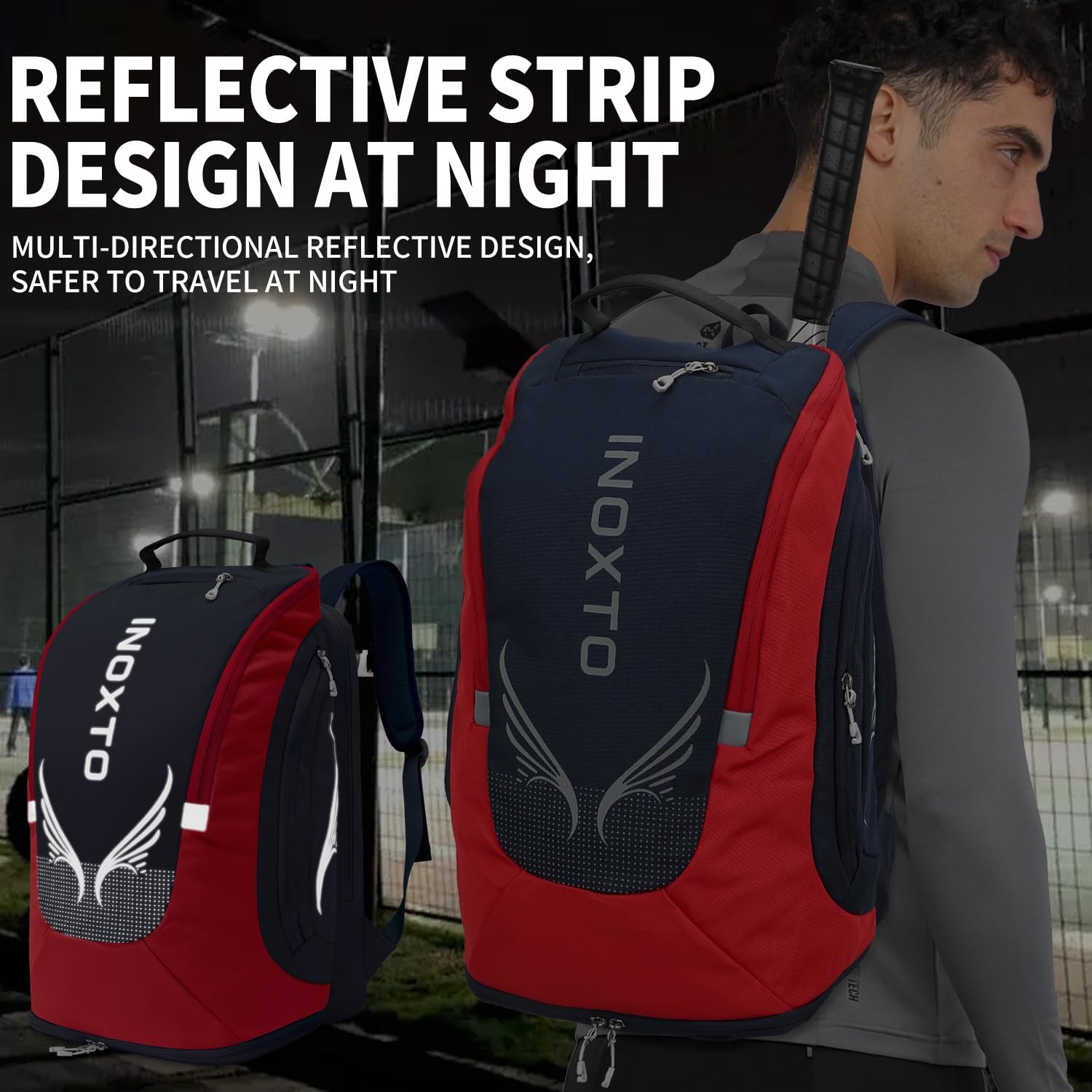 INOXTO Mochila de tenis de 40L para hombres y mujeres, bolsa grande...