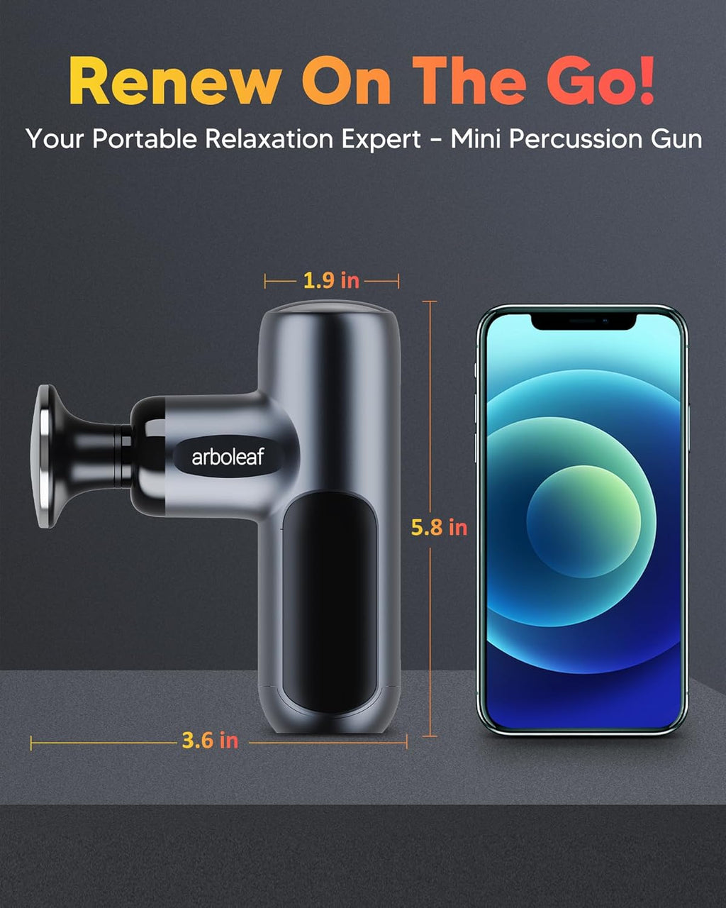 arboleaf Mini pistola de masaje con calor, masajeador muscular de p...