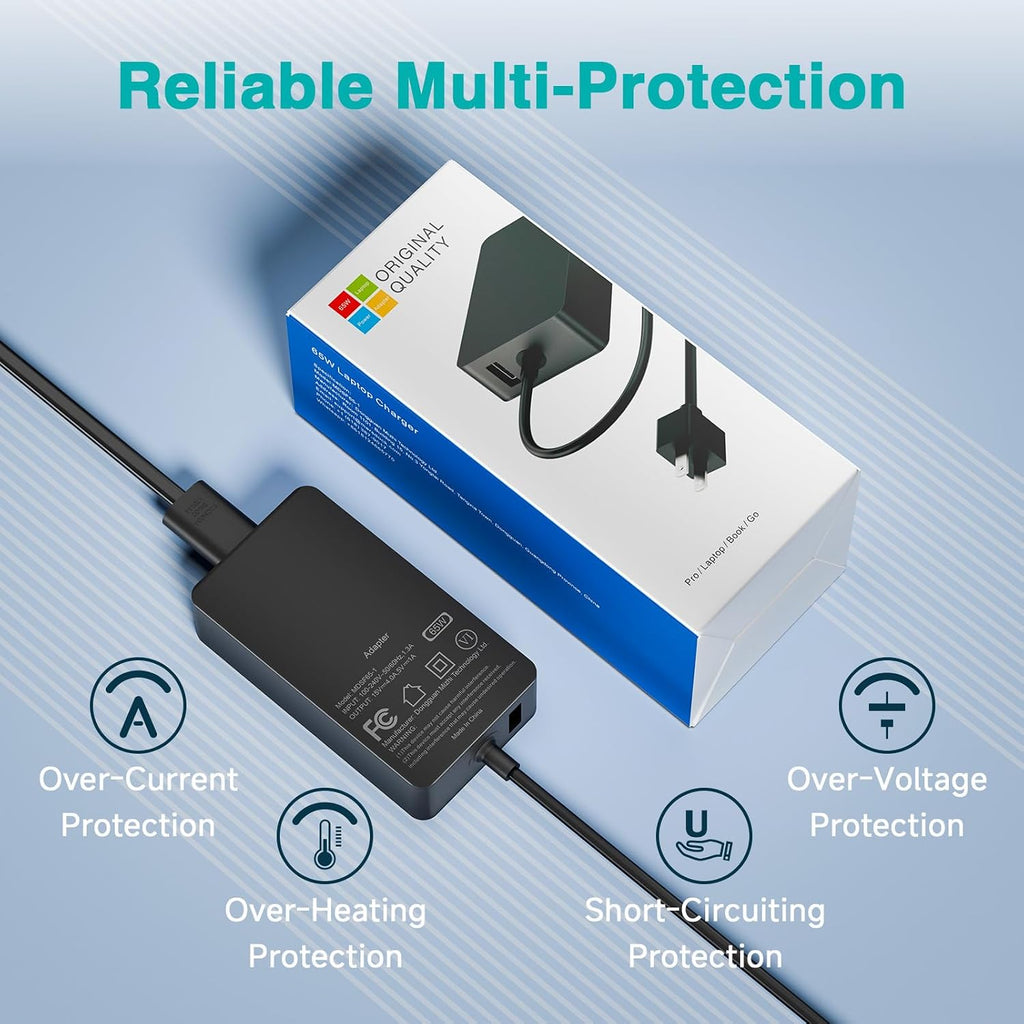 Cargador de 65 W compatible con Microsoft Surface Pro 11, 10, 9, 8,...