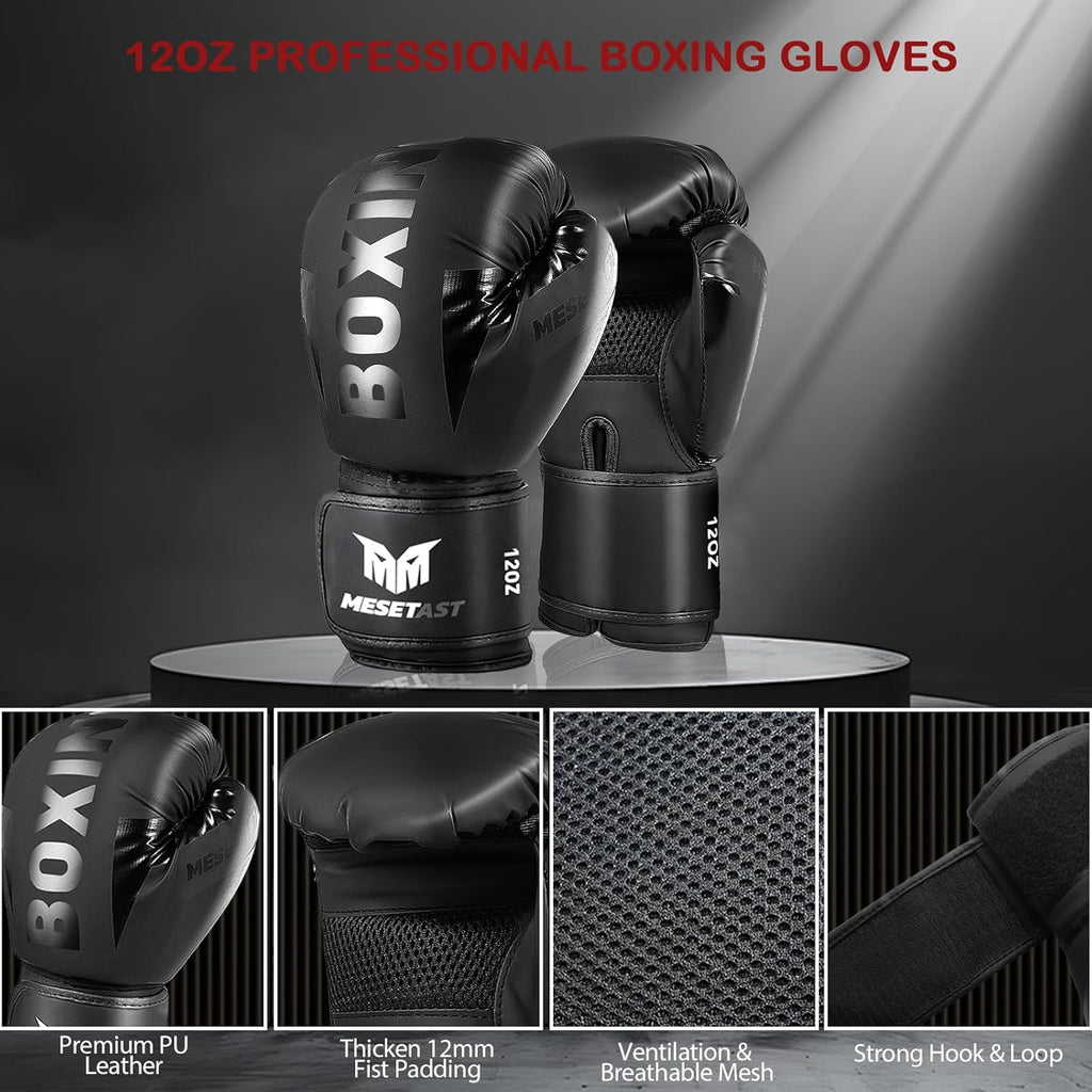 Saco de boxeo Mesetast para adultos, juego de saco de boxeo pesado...