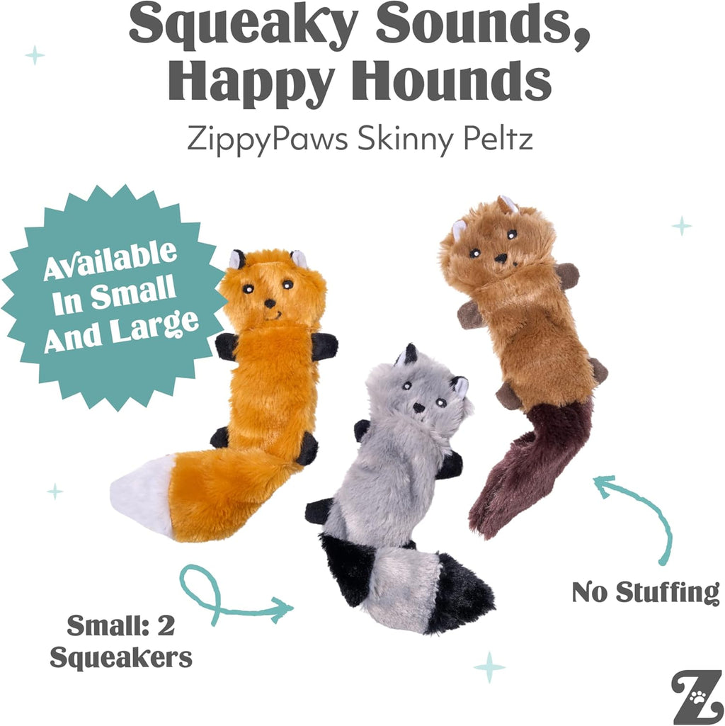 ZippyPaws Skinny Peltz - Paquete de juguetes para perros sin rellen...