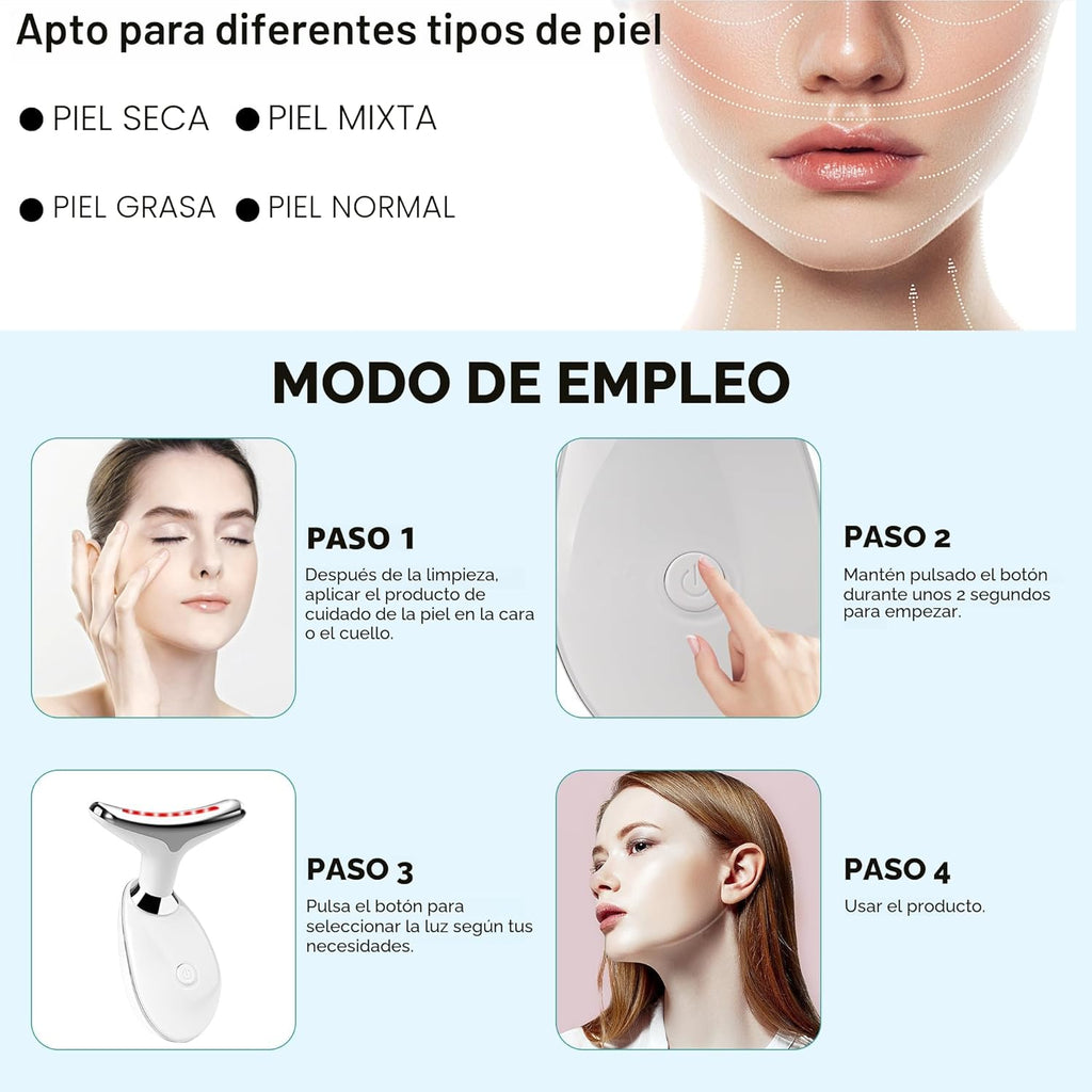 Terapia de luz roja para cara, varita de terapia de luz LED de 7 co...