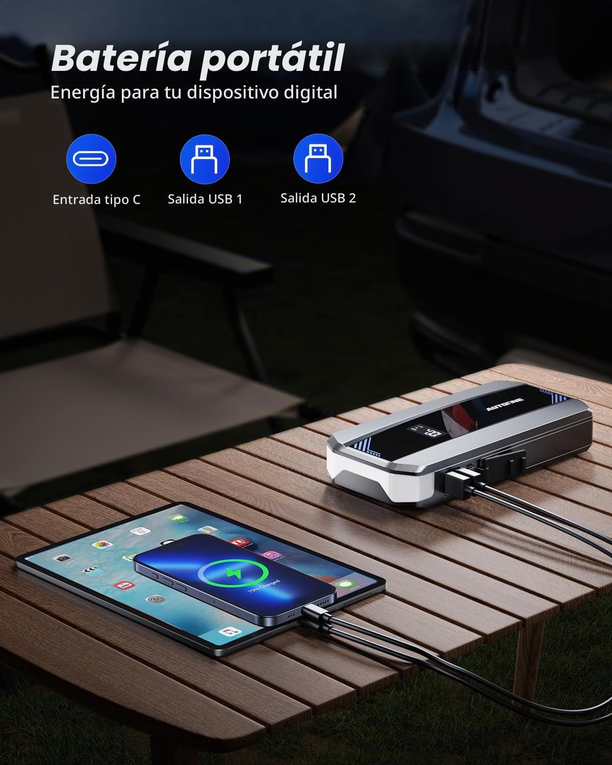 AUTOONE Arrancador de Coche 6000A Refuerzo de Batería, Paquete de B...