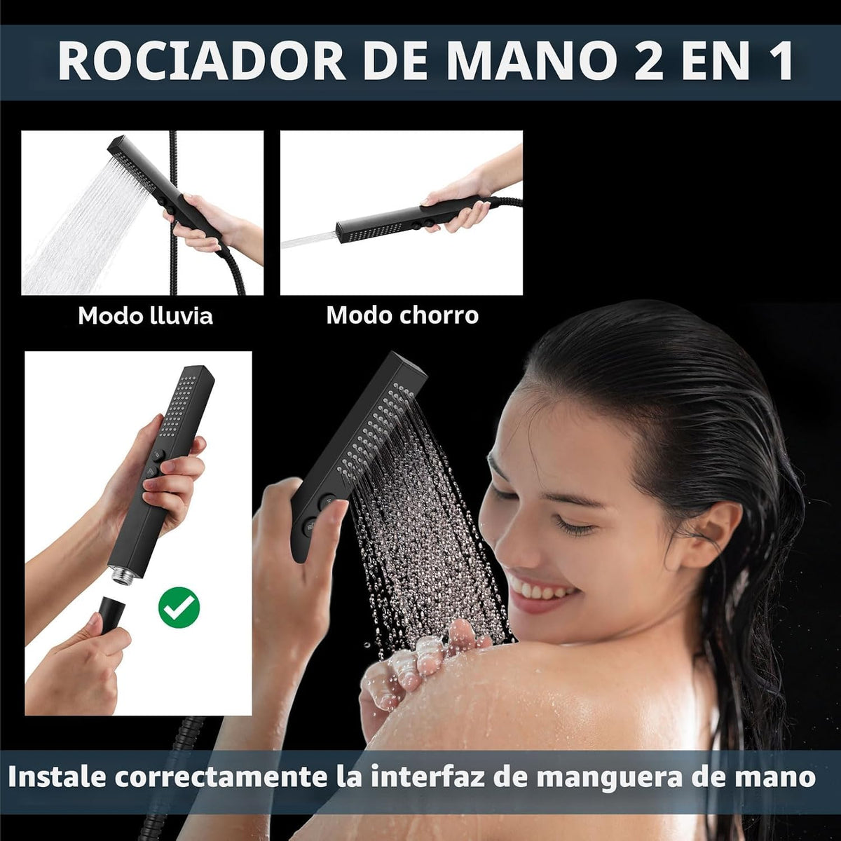 Aolemi - Juego de grifo de ducha de techo con doble cabezal de 12 y...