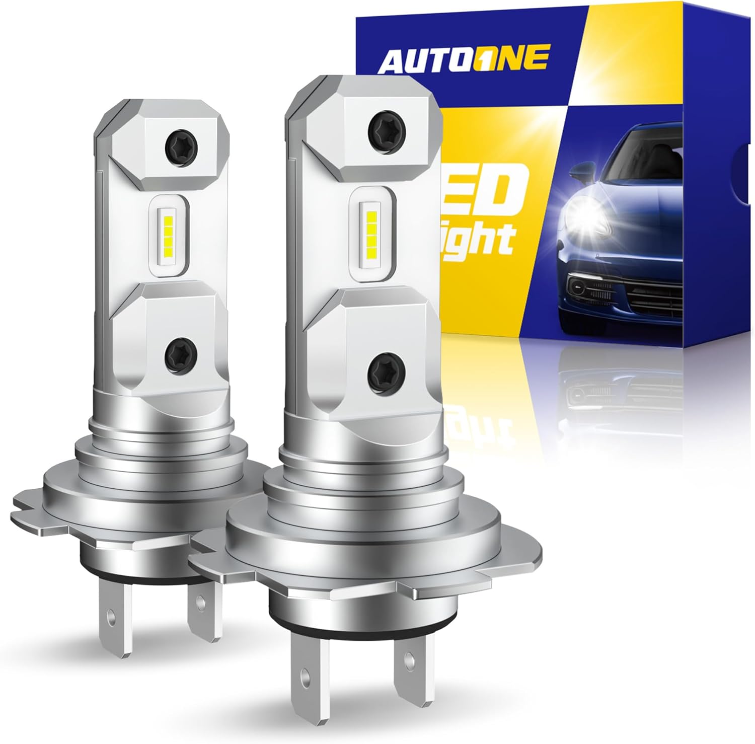 AUTOONE Bombillas LED H7, tamaño mini 1:1, brillo de 50,000 lúmenes...