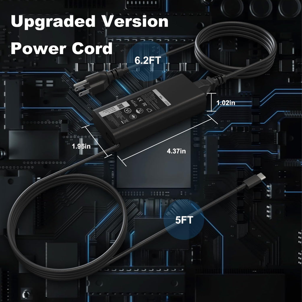 Cargador de portátil USB C tipo C de 65 W compatible con Dell Latit...