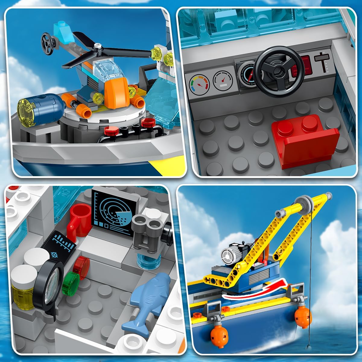 HiWEEGO Juego de construcción de barco flotante de ciudad con luz L...