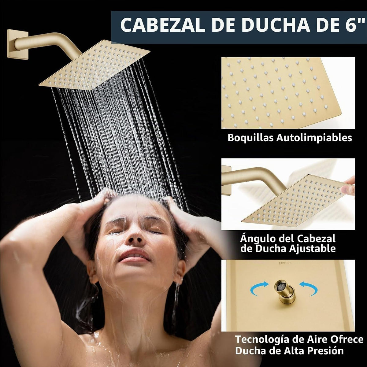 Aolemi - Juego de grifo de ducha de techo con doble cabezal de 12 y...