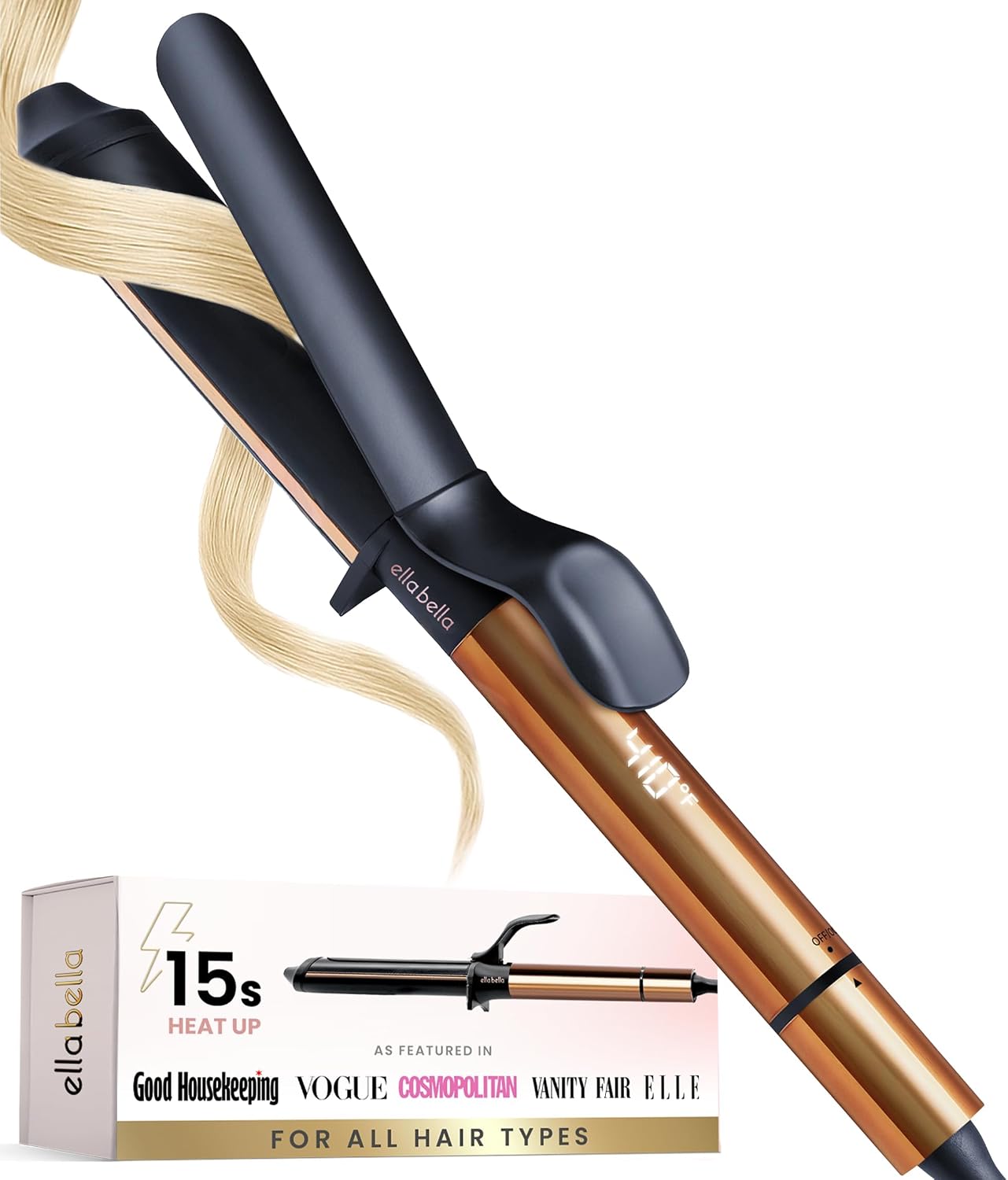ELLA BELLA® Plancha rizadora de 1.25 pulgadas con tecnología infrar...