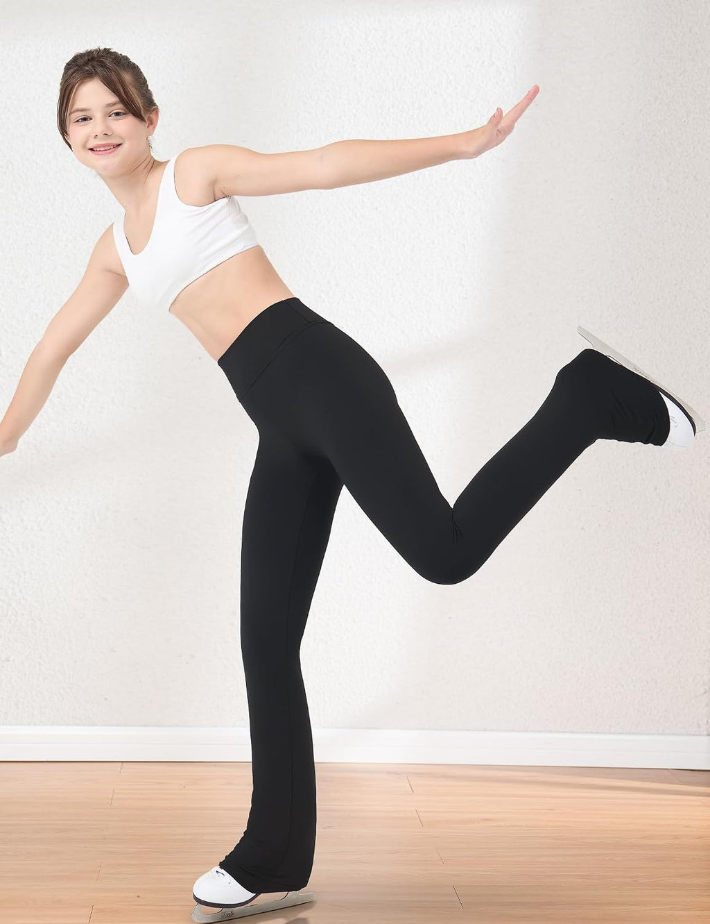 Pantalones de patinaje artístico para niñas, suaves, elásticos, de...