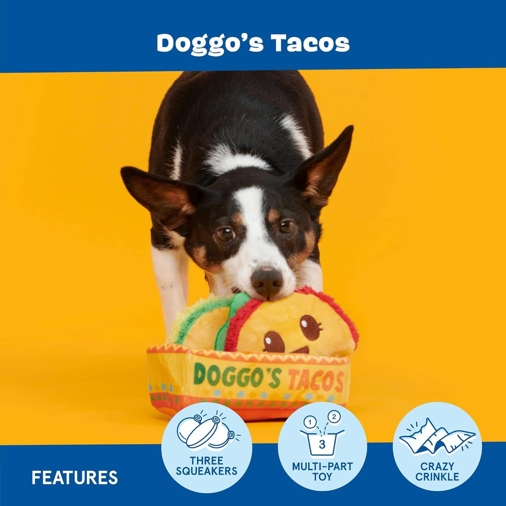 Barkbox Doggo's Tacos - Juguete de peluche chirriante 3 en 1 pa...