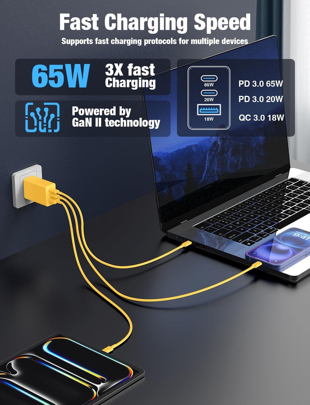 Paquete de 2 bloques de cargador de pared USB C de 65 W, adaptador...