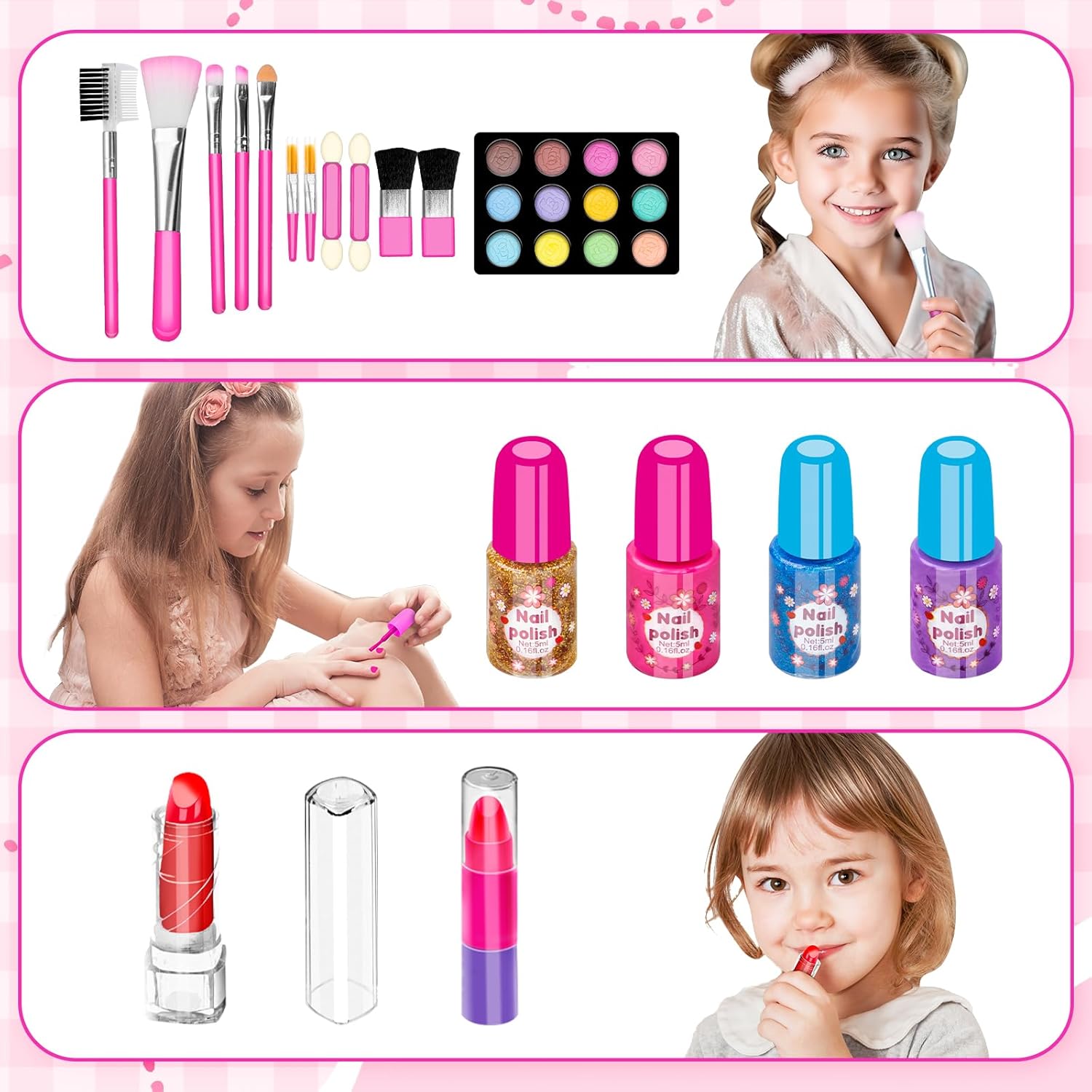 58 piezas Kit de maquillaje para niños para niña - Juego de cosméti...