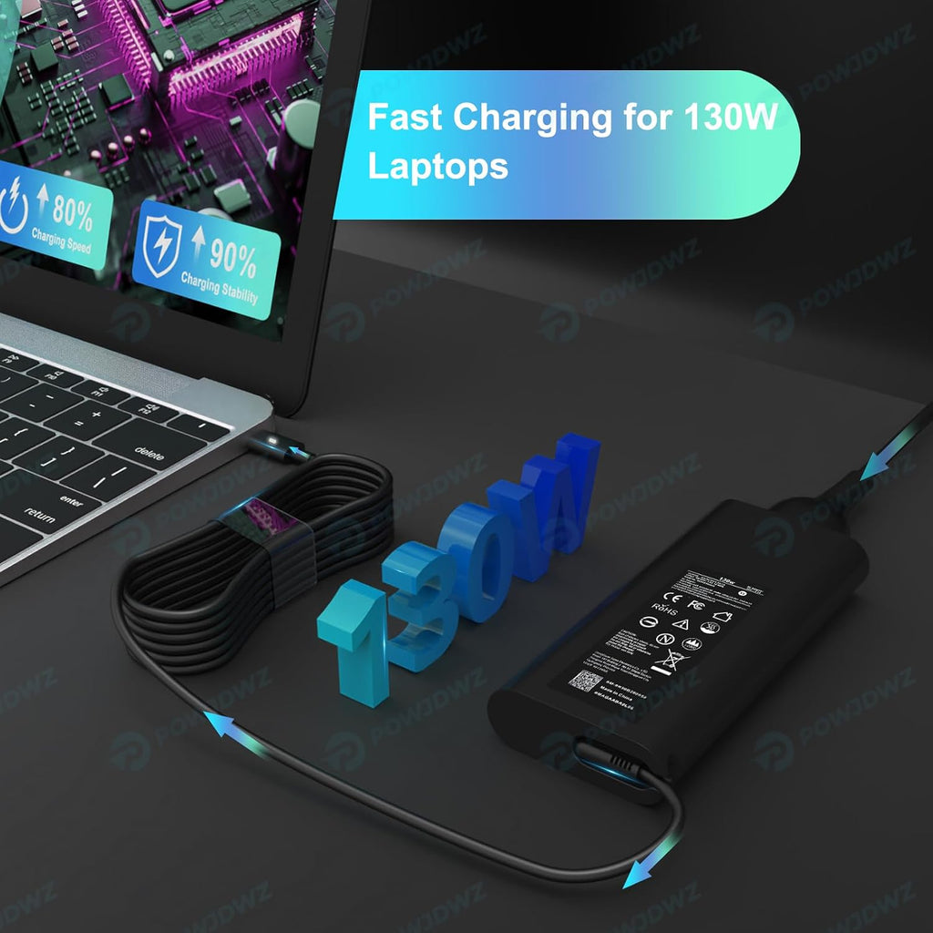 Cargador USB tipo C de 130 W compatible con Dell XPS 15 17 9500 951...