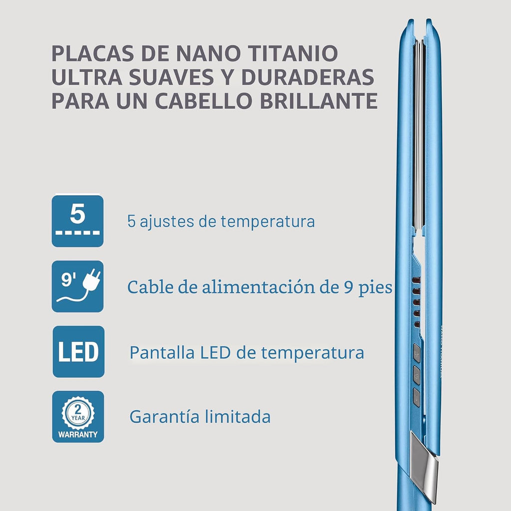 Plancha de pelo ultra elegante BabylissPRO Nano Titanium, plancha p...