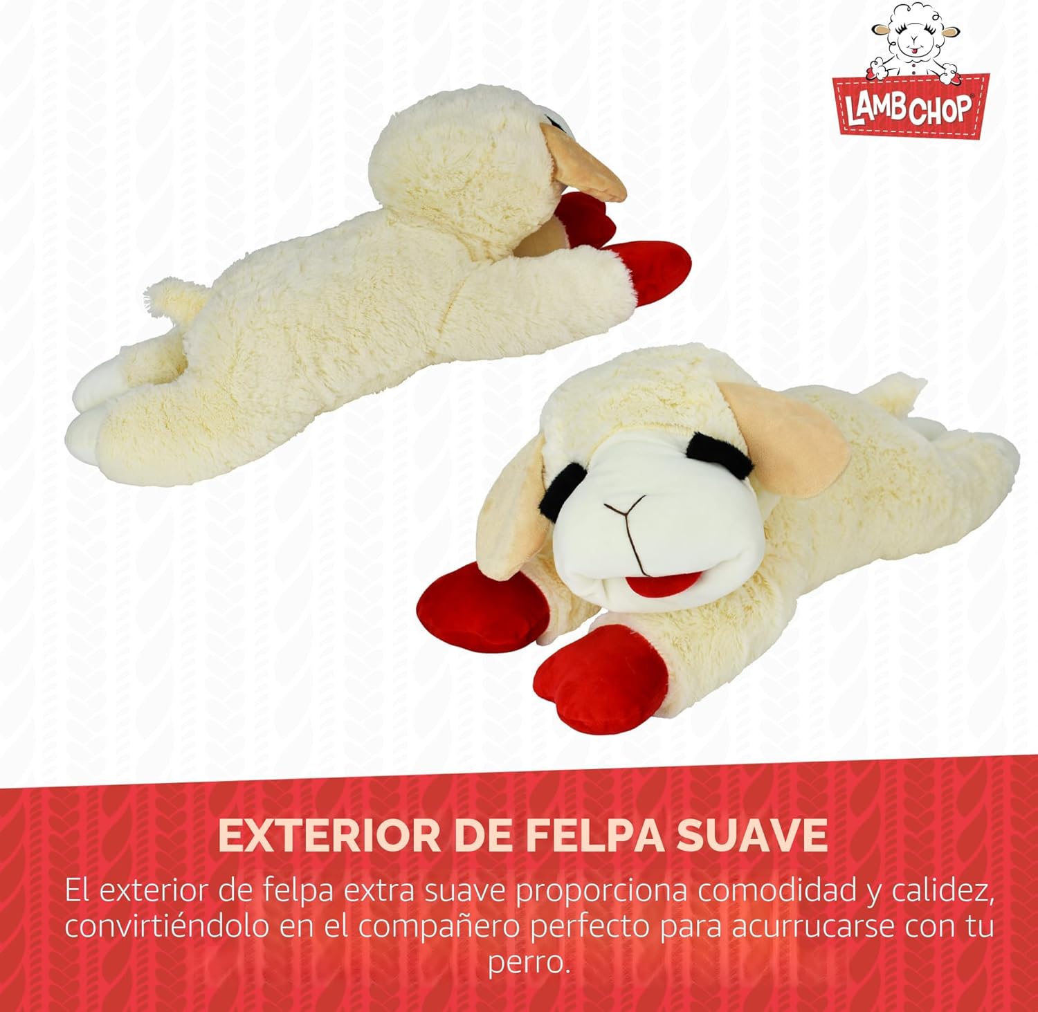 Multipet Licenciado oficialmente Lamb Chop Jumbo White Pelush Dog T...