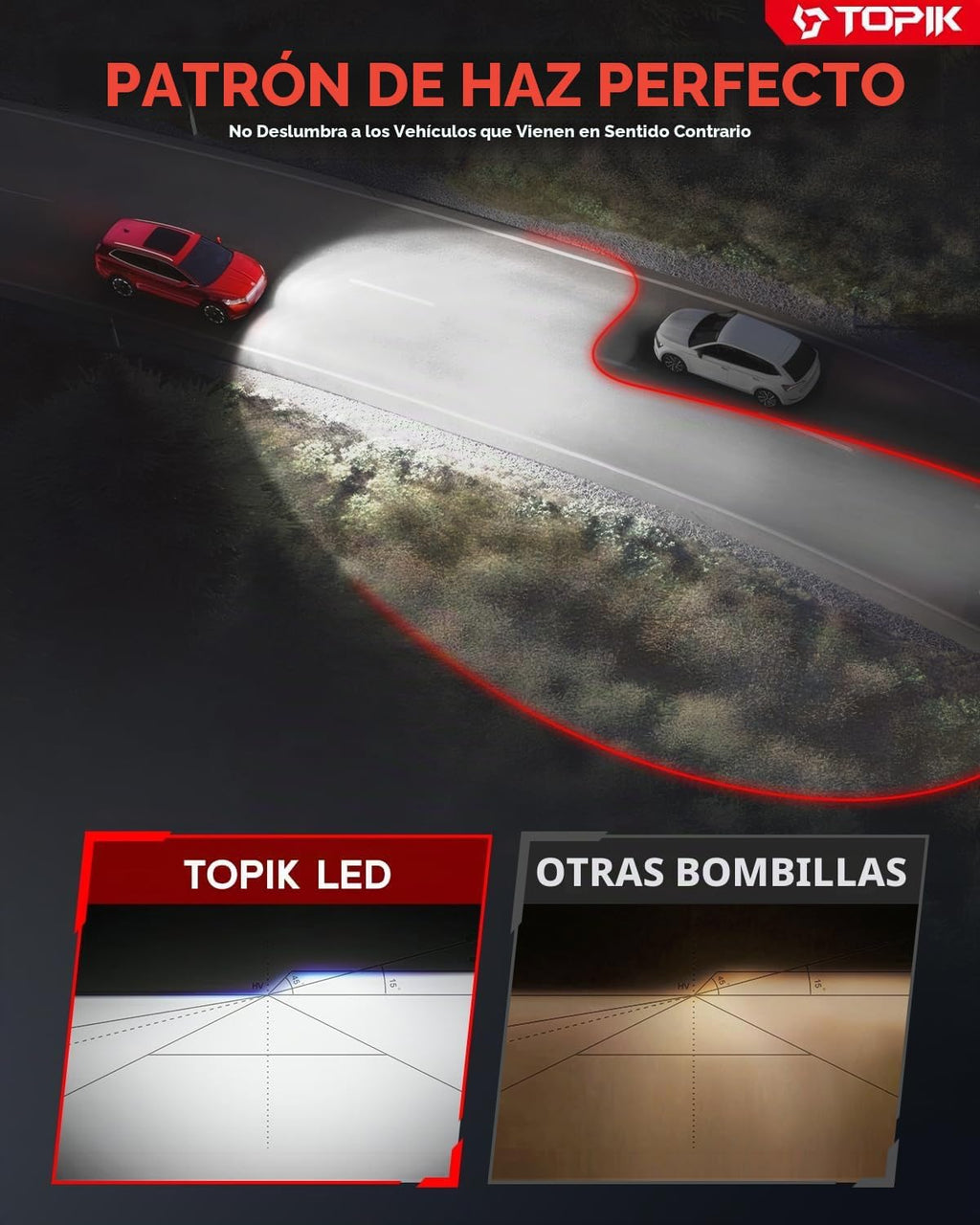 TOPIK Bombillas H11\/H9 mejoradas más brillantes, 40,000 lúmenes, 8...