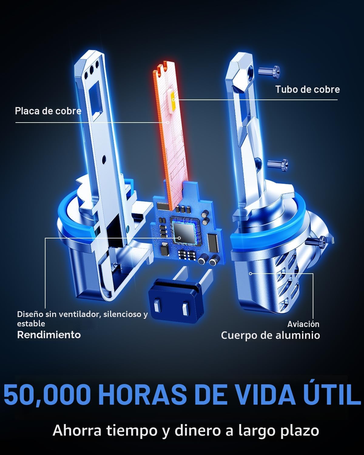 AUTOONE Bombillas LED H11, luces LED H8\/H9\/H16, Plug and Play, 60...
