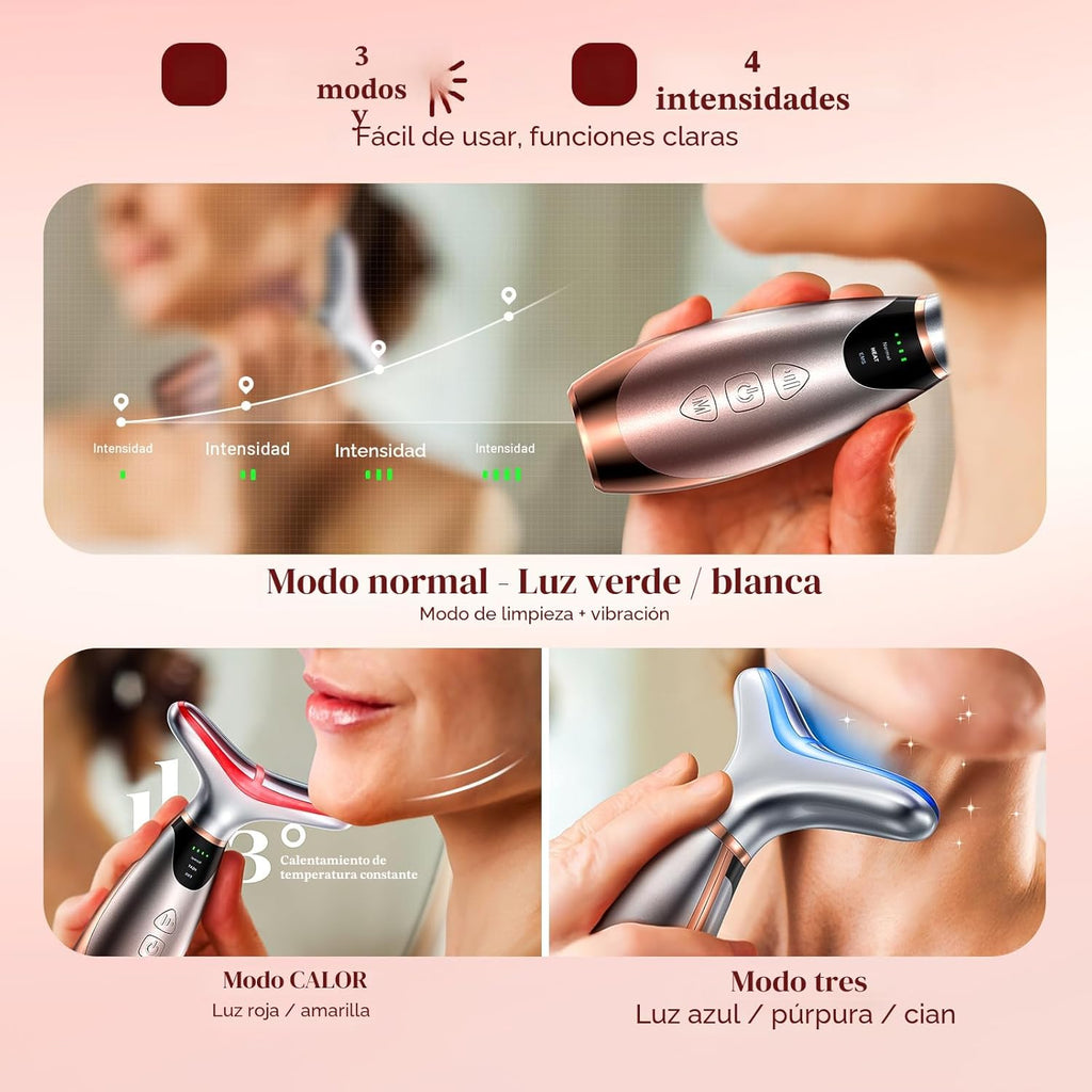 Pedete Masajeador Facial, Terapia de Luz Roja de 7 Colores para Ros...