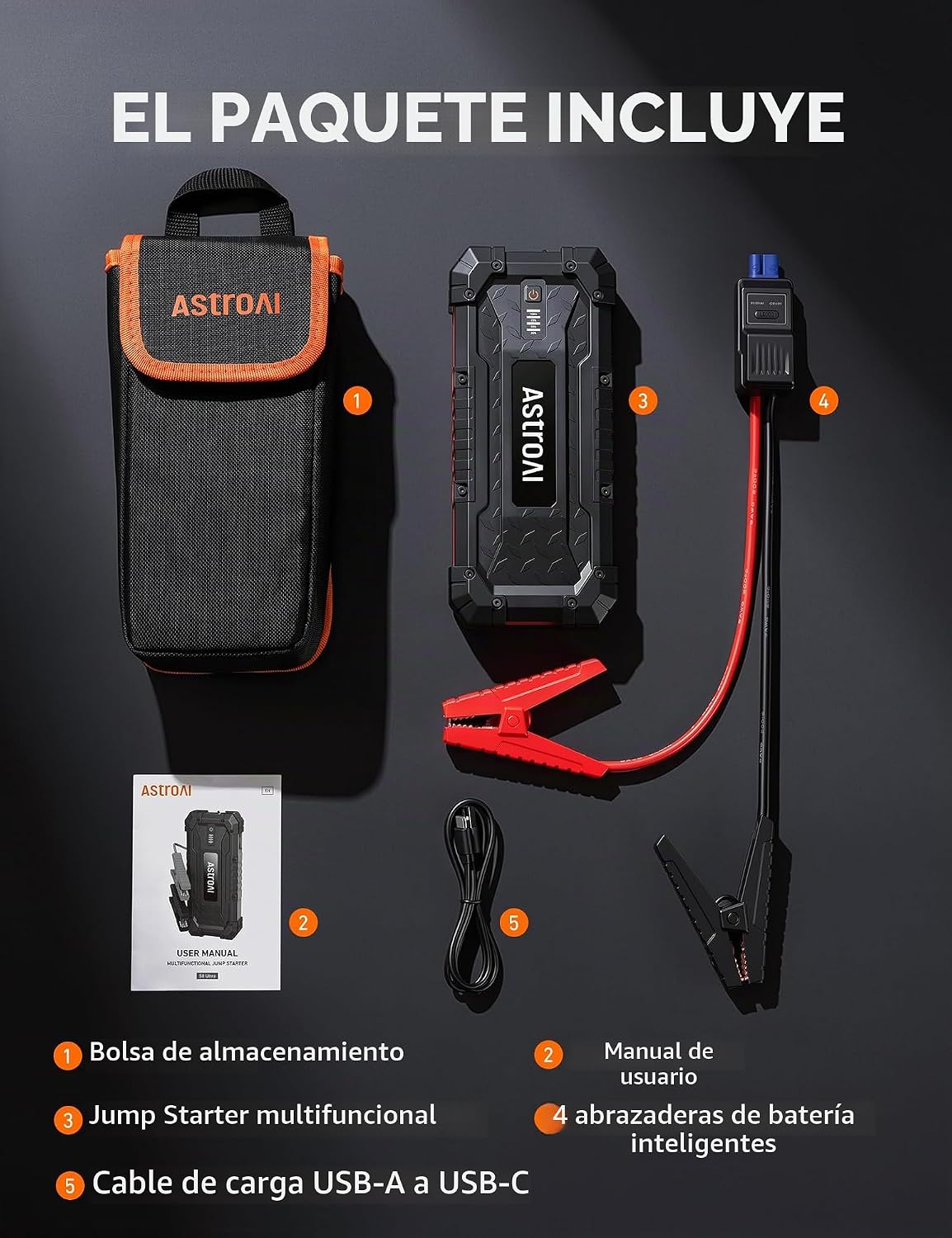 AstroAI S8 Ultra - Arrancador de litio de 12 V 4000 A hasta todos l...
