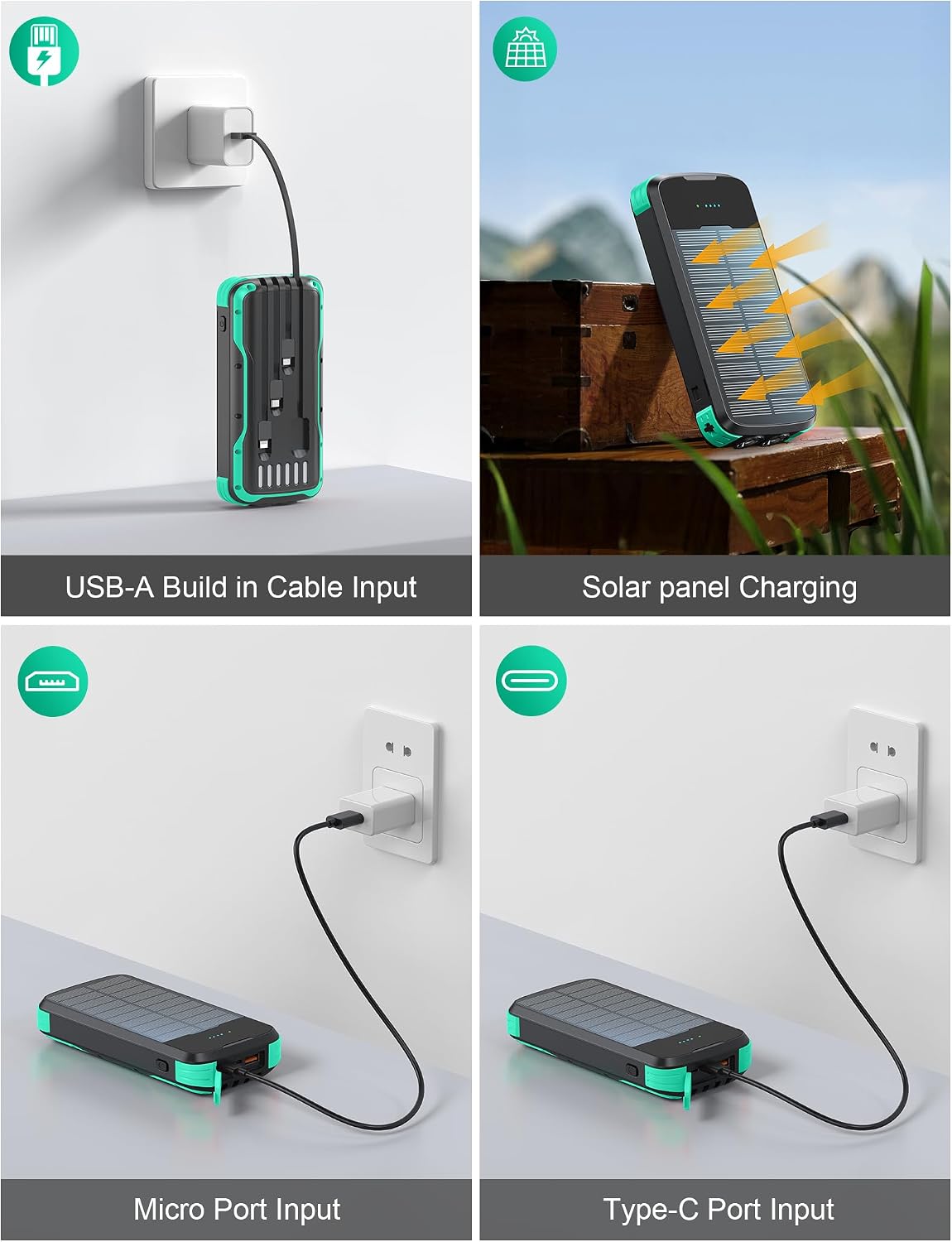 SOXONO Cargador Solar Power Bank, PD 20W Carga Rápida Batería Exter...