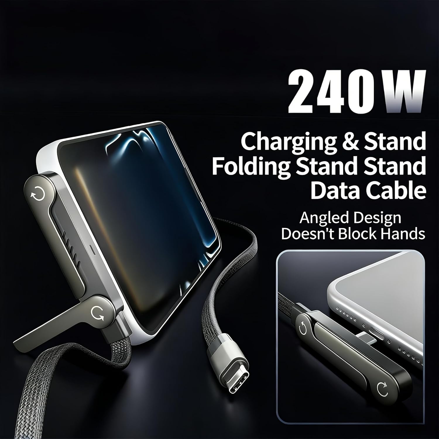 Cable de carga invisible, cable de carga rápida PD de 240 W para es...
