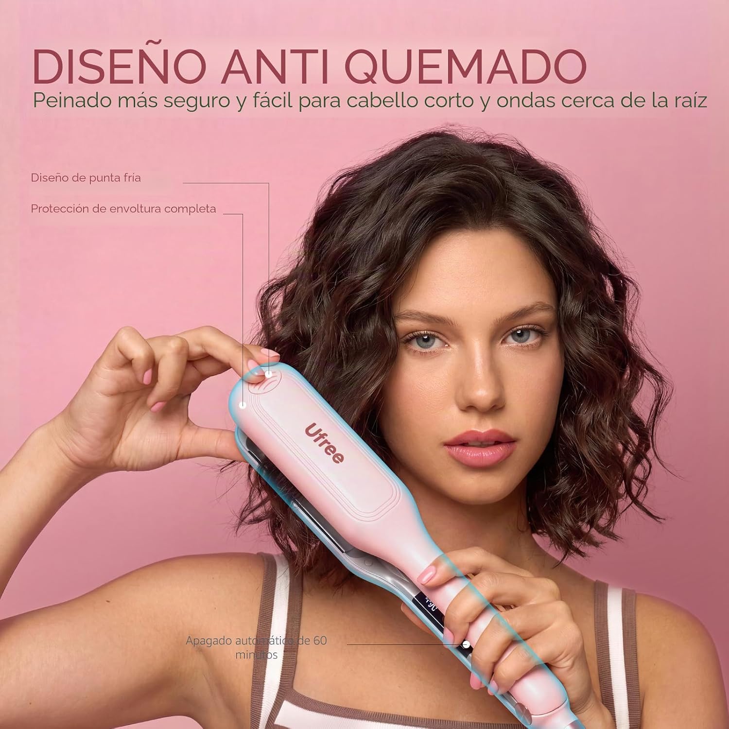 Ufree Engarzadora de cabello para mujer, rizador de pelo, ondulador...