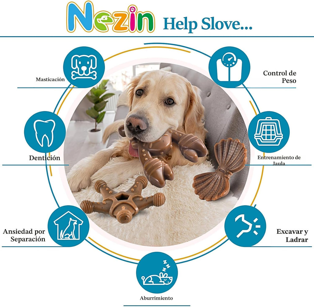 NEZIN Juguetes para Perros Masticadores Agresivos, Juguetes Indestr...