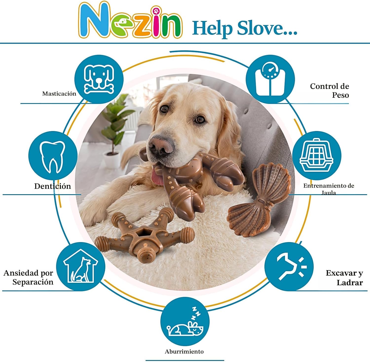 NEZIN Juguetes para Perros Masticadores Agresivos, Juguetes Indestr...
