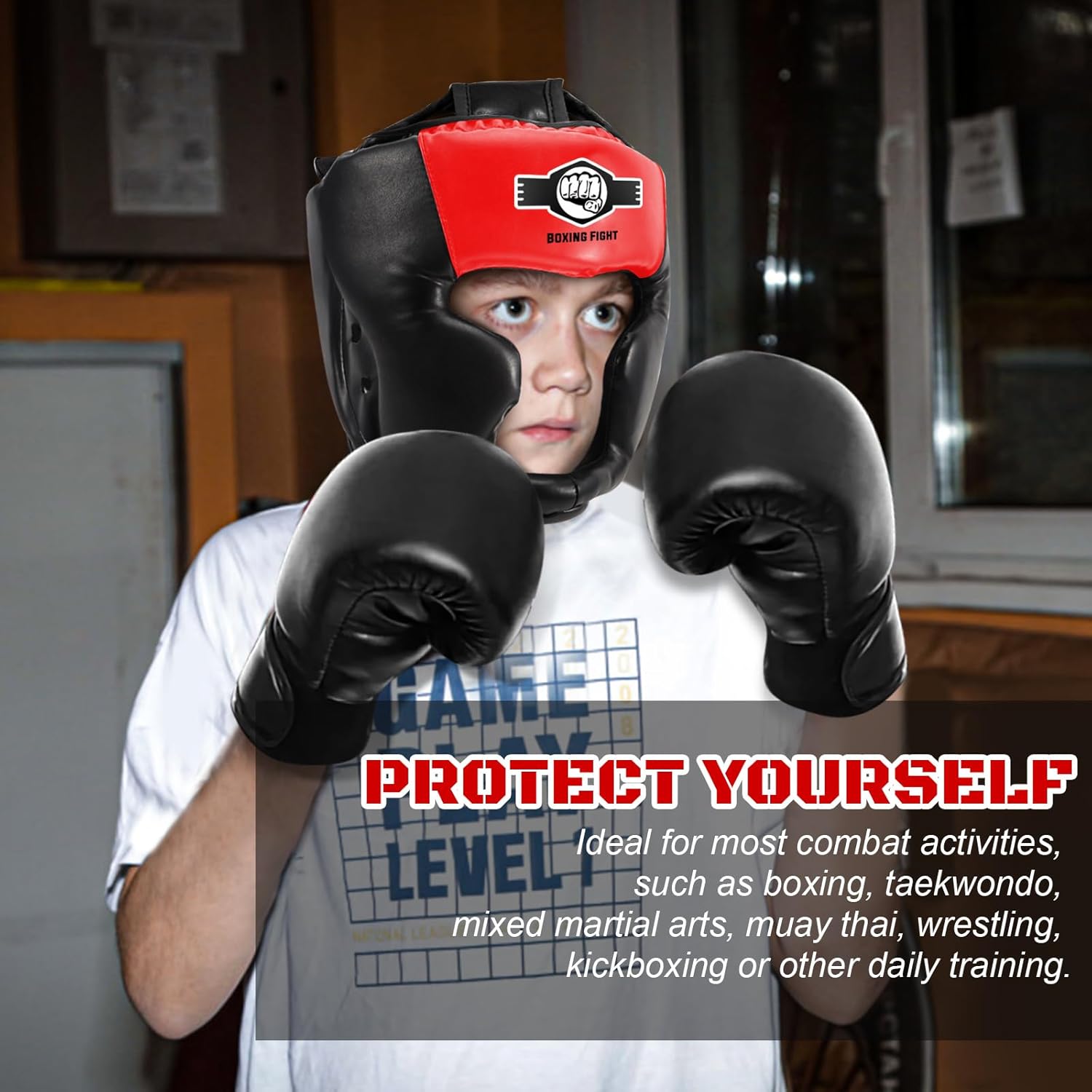 YORWHIN Protector de cabeza de combate con guantes - Casco de segur...