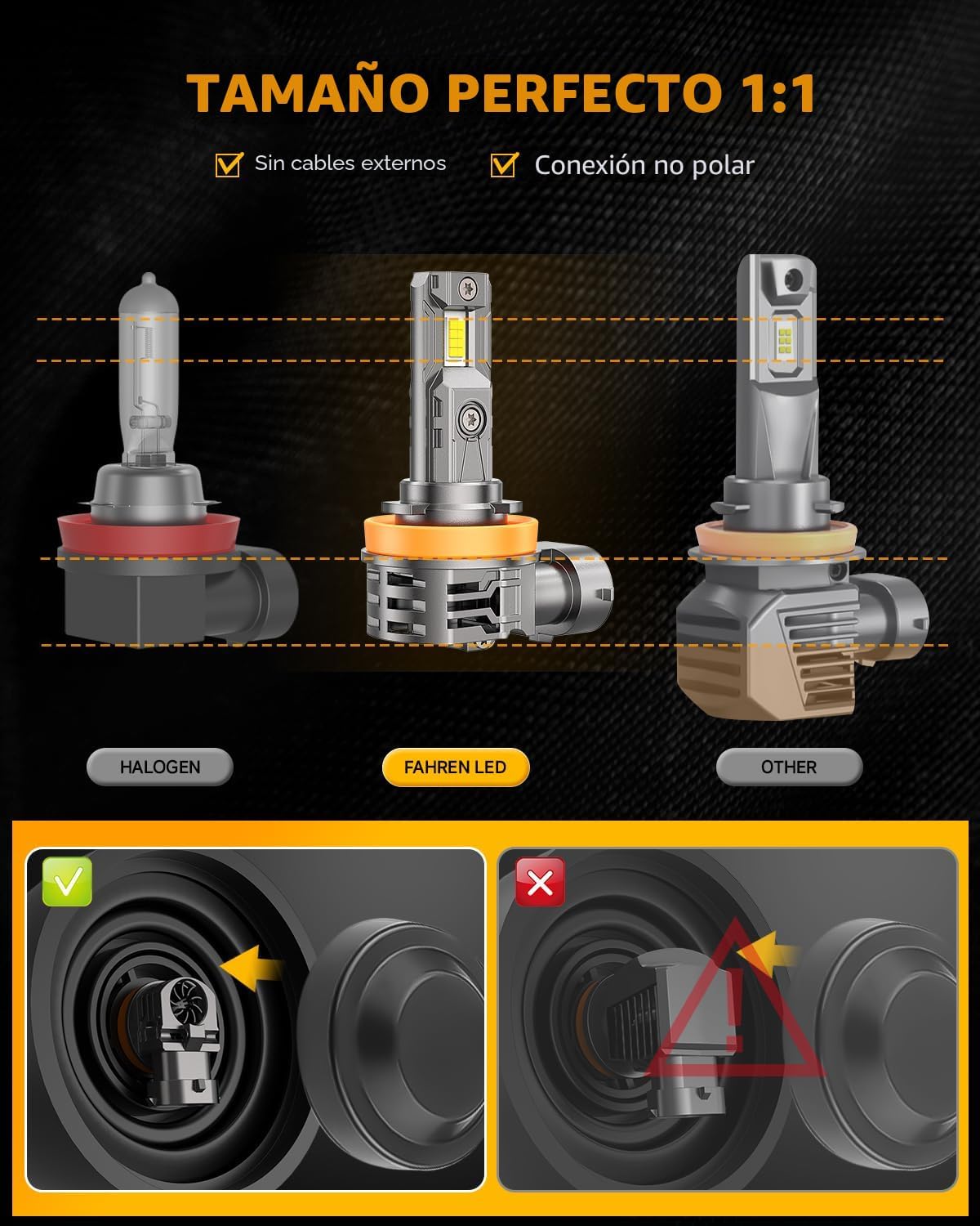 Fahren 2026 - Bombillas H11\/H9\/H8, 50,000 lúmenes, 1000% súper br...