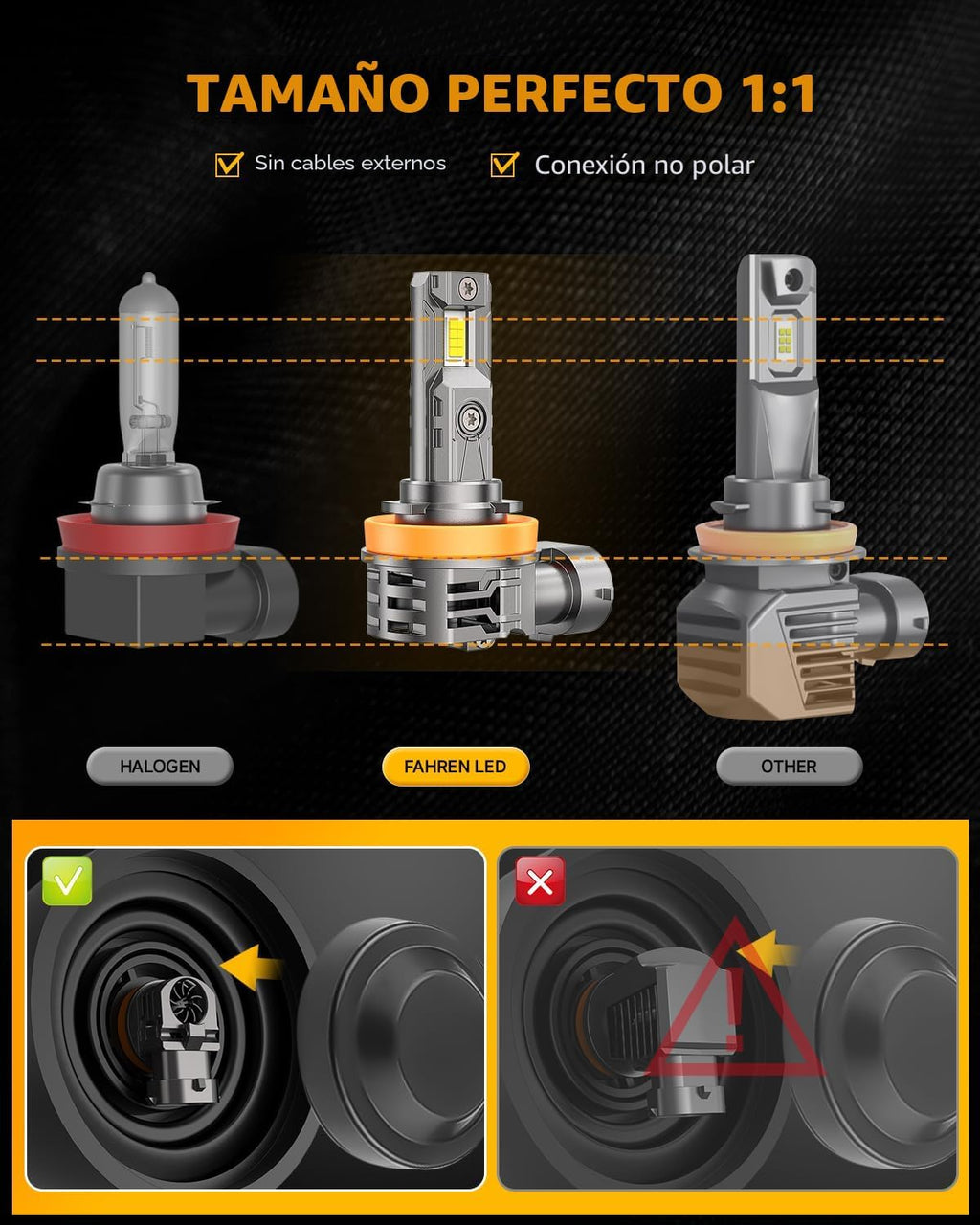 FORENNER - Bombilla H11\/H9\/H8 100000LM 900% más brillante, 6500 K...