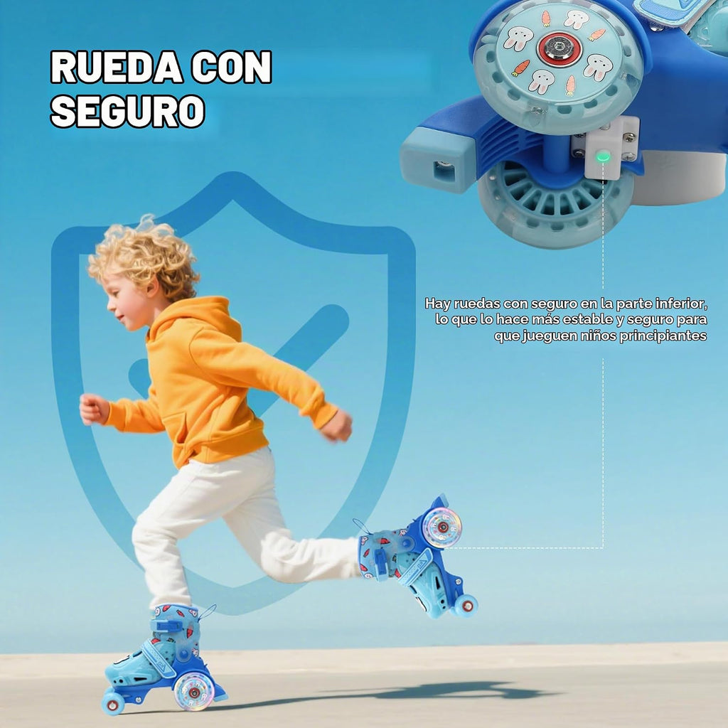 LKD Patines ajustables para niños y niñas, patines cuádruples para...