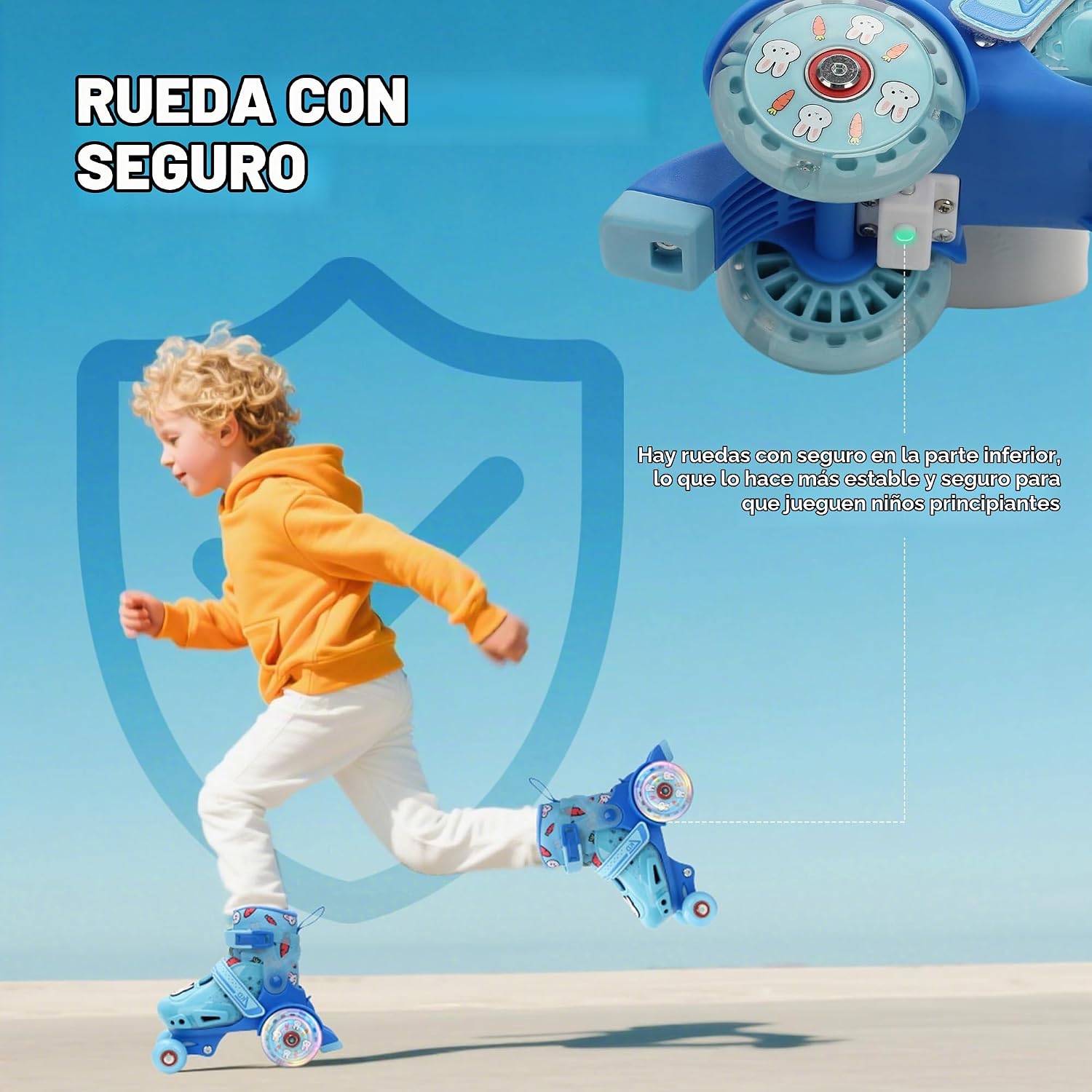 LKD Patines ajustables para niños y niñas, patines cuádruples para...