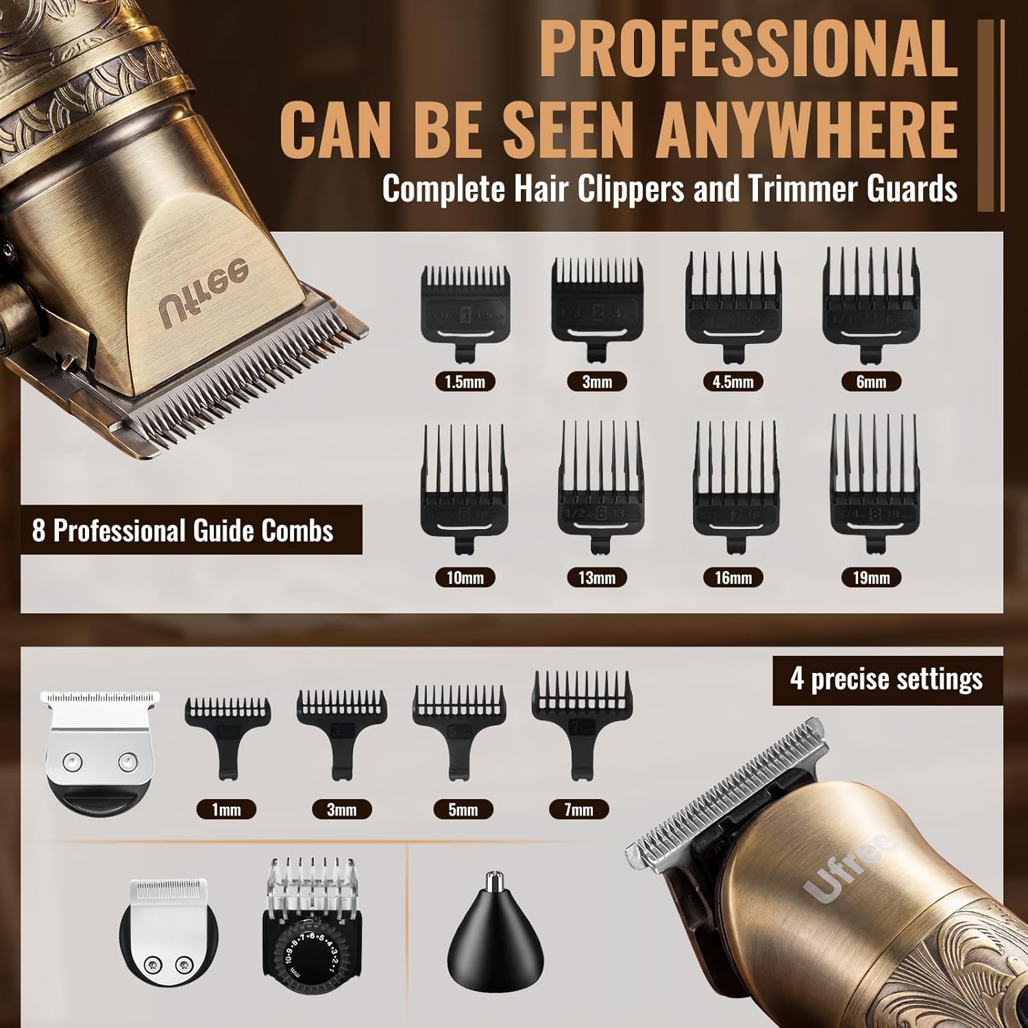Ufree - Cortadora de barba, cortapelos para hombres, afeitadora elé...