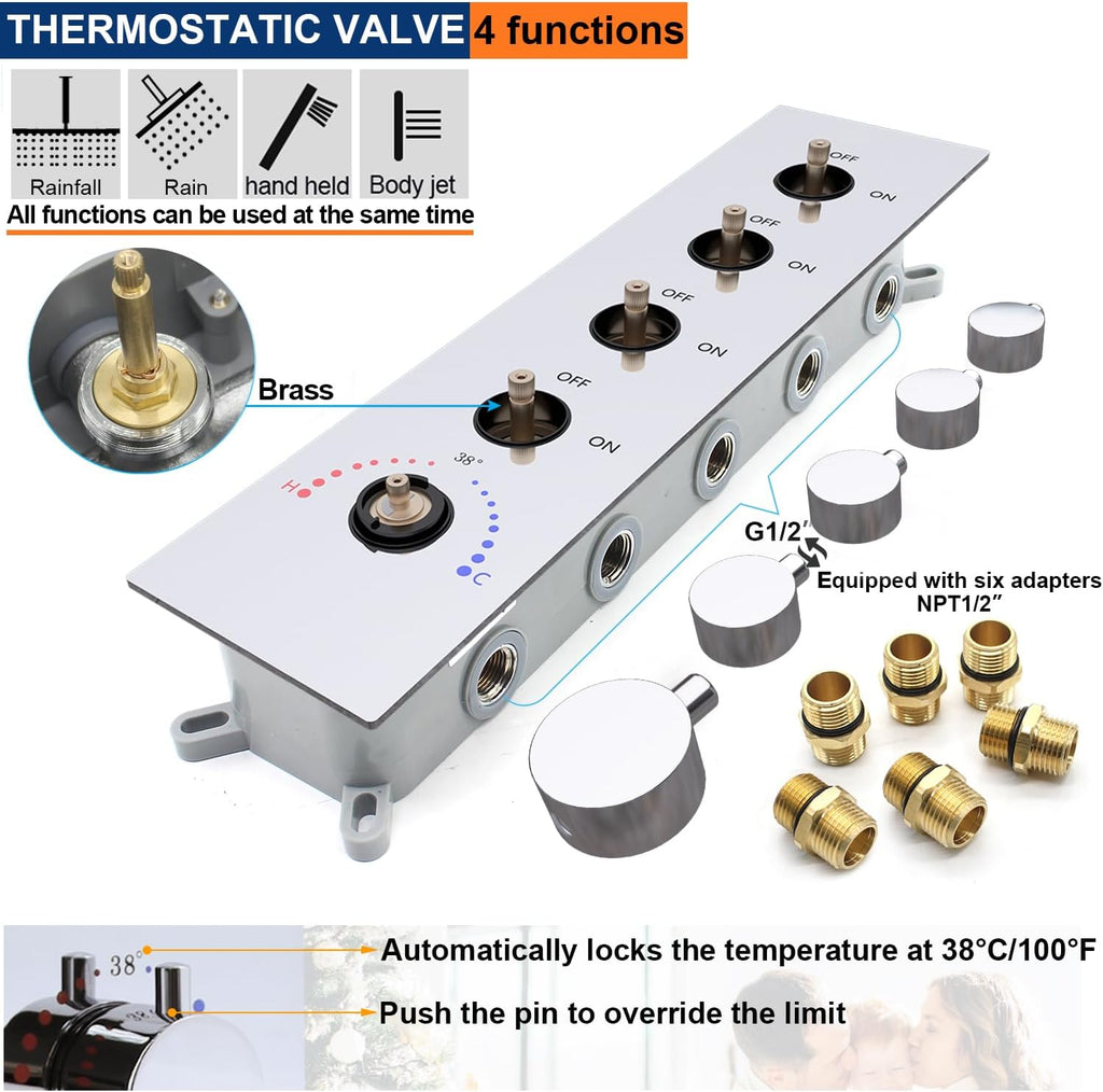 NPYSVSSS - Sistema de ducha termostático con cabezal LED de montaje...