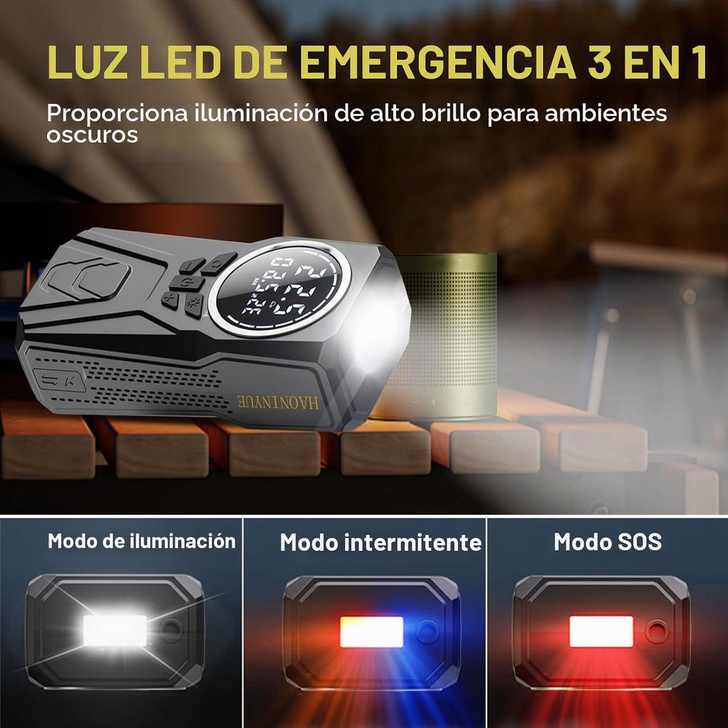 Arrancador de coche con compresor de aire, fuente de alimentación d...