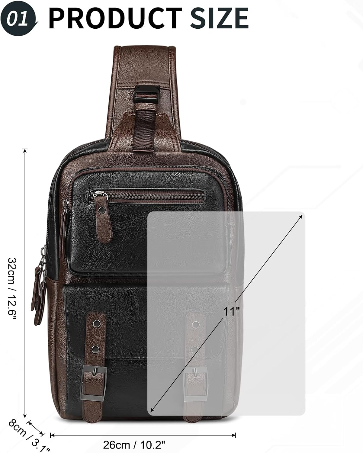 SUIKIHUM Mochila vintage de piel sintética, bandolera cruzada con c...