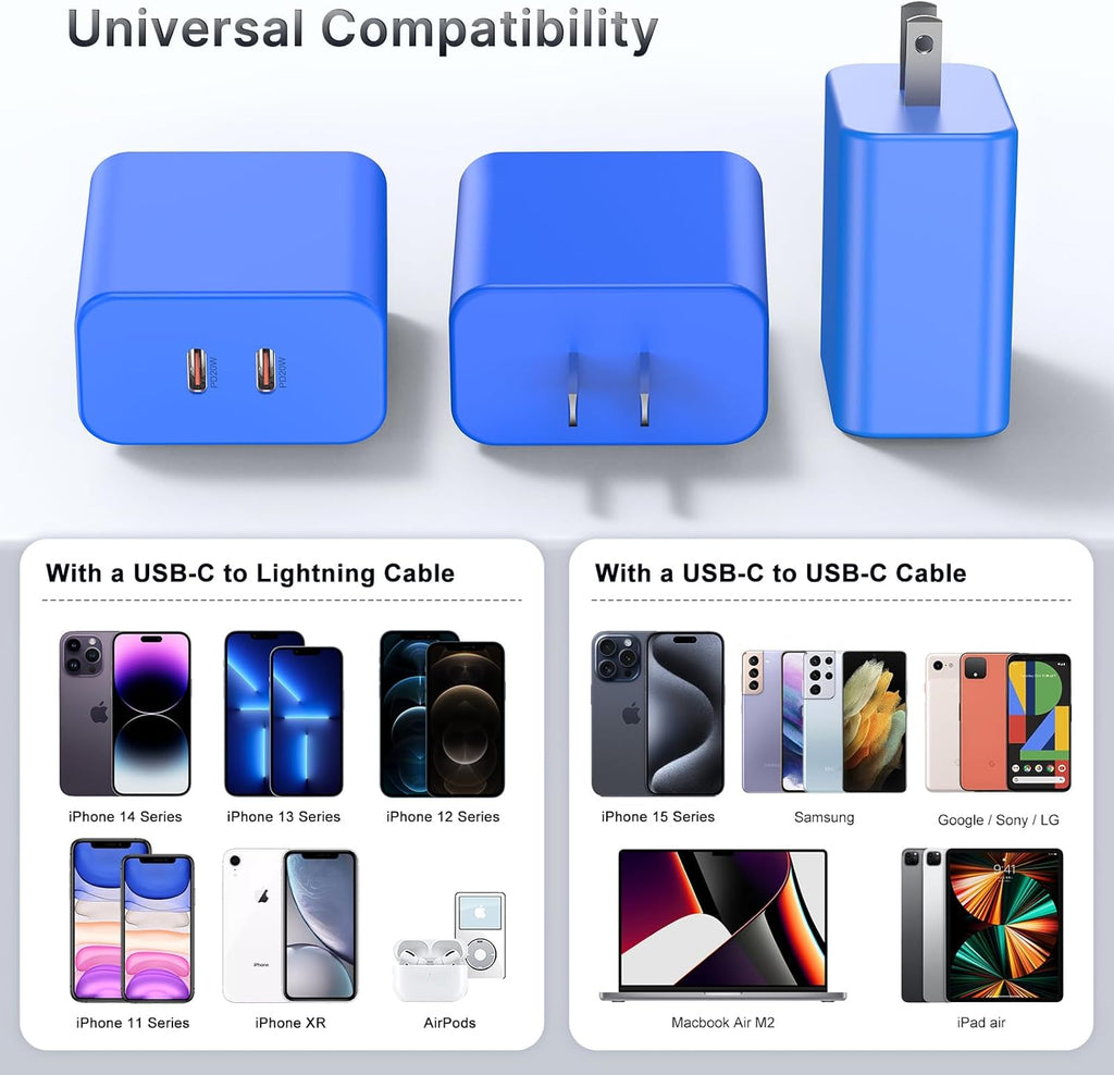 Susnwere Bloque de cargador USB C dual de 40 W, adaptador de corrie...