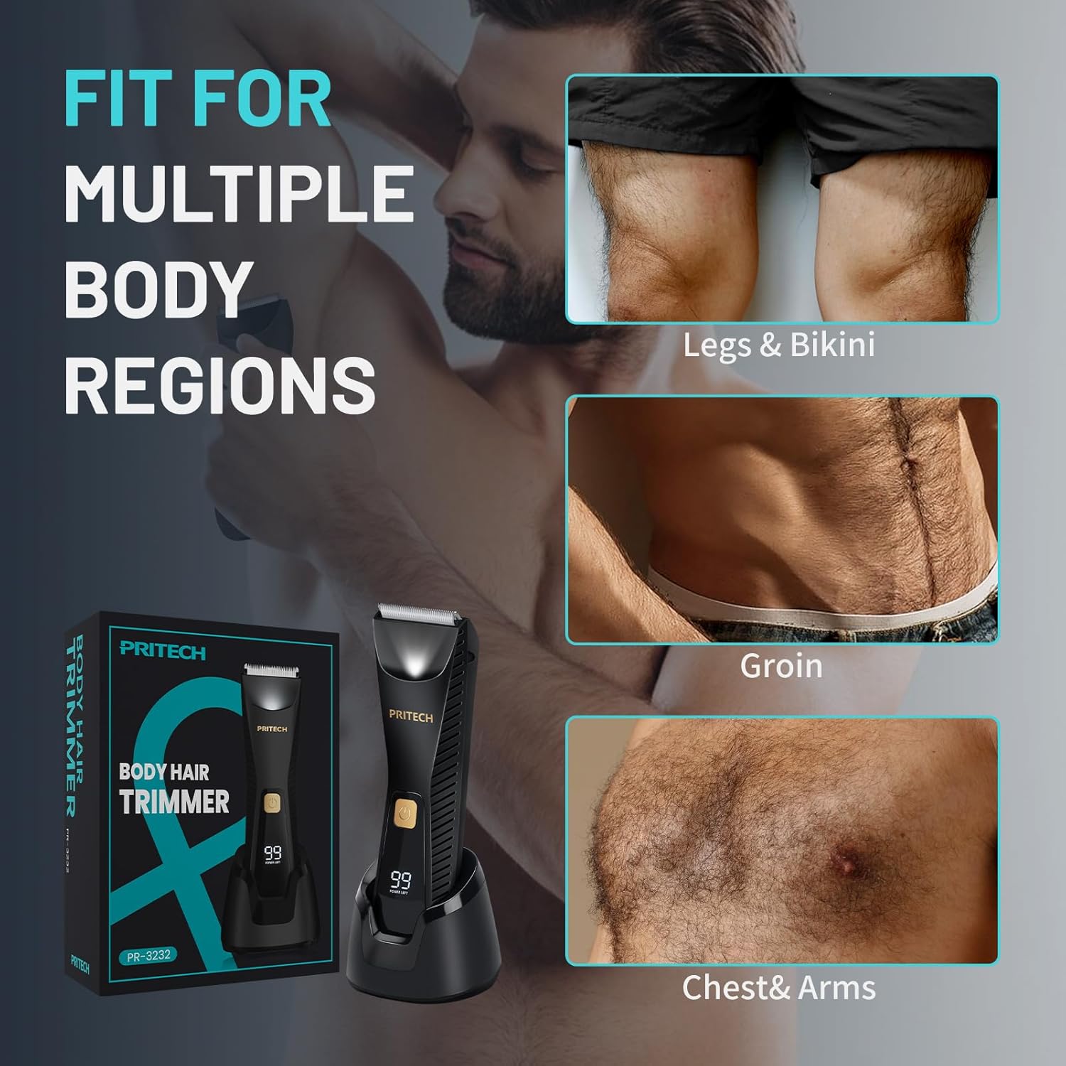 PRITECH Manscape - Recortadora de pelo corporal \u2013 Cortadora de...