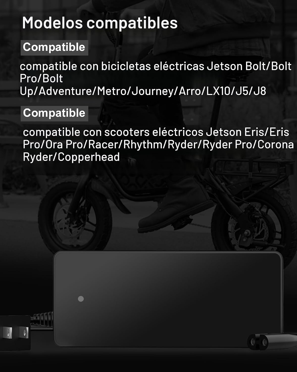 Cargador VHBW de 42 V para bicicleta eléctrica Jetson, compatible c...